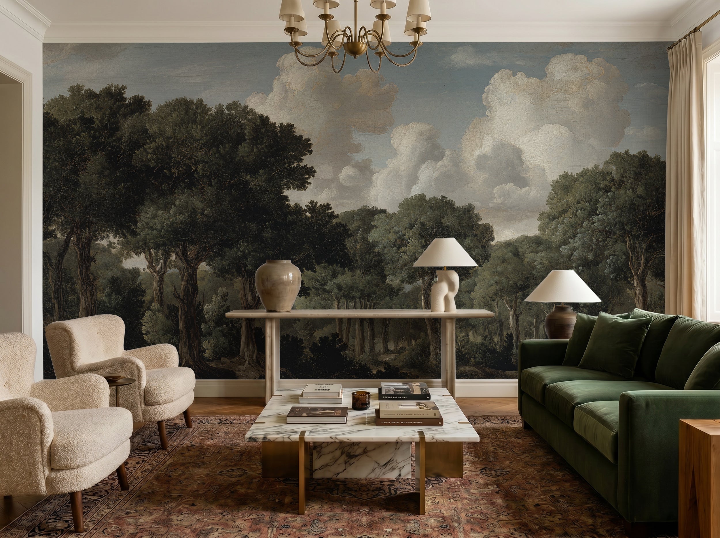 scenic tree landscape wallpaper mural
old master style woodland mural