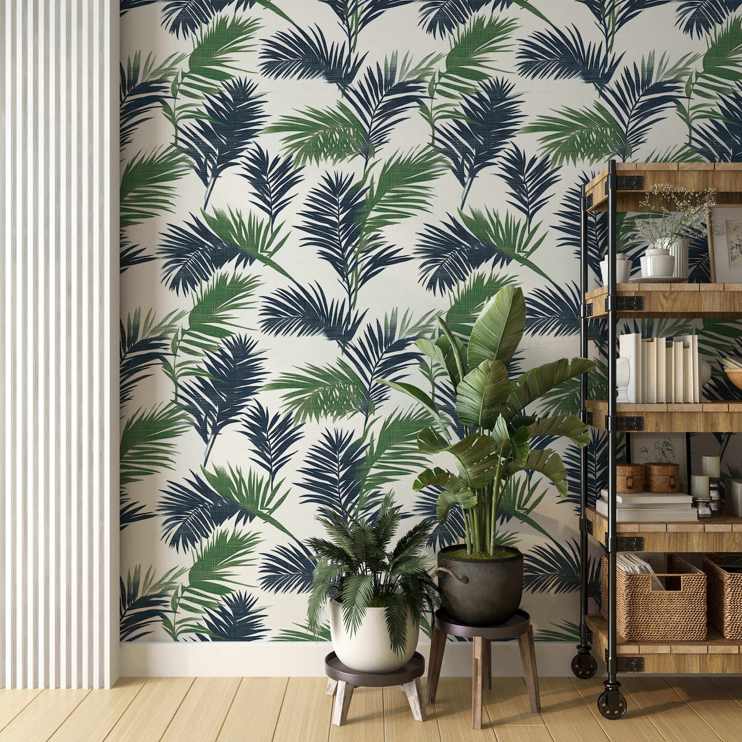 Peel and stick tropical wallpaper for creating a lush indoor oasis
Jungle botanical peel and stick wallpaper for home interiors