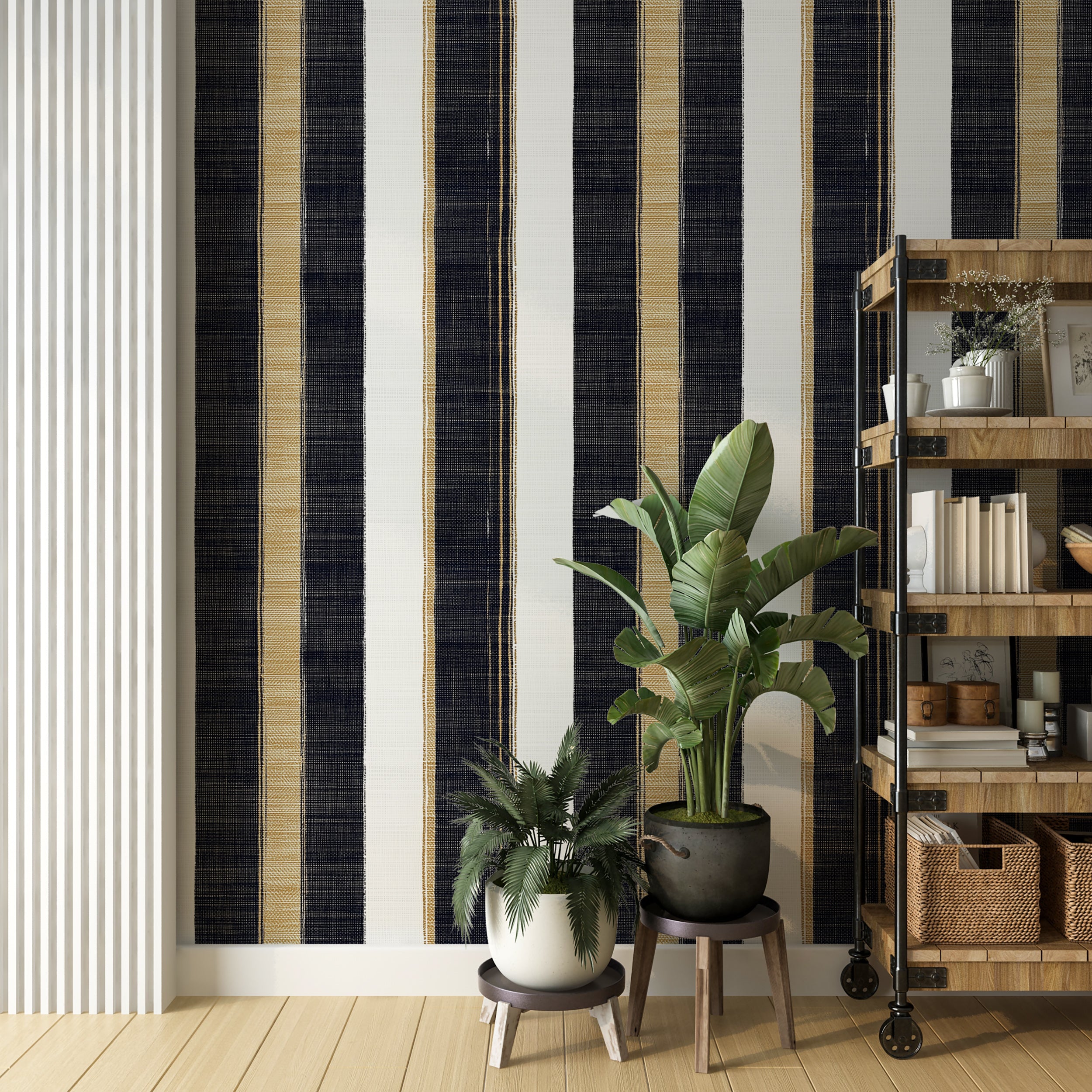 Classic French vertical stripes wallpaper for sophisticated interiors
Easy-to-remove luxury striped wallpaper for chic home decor