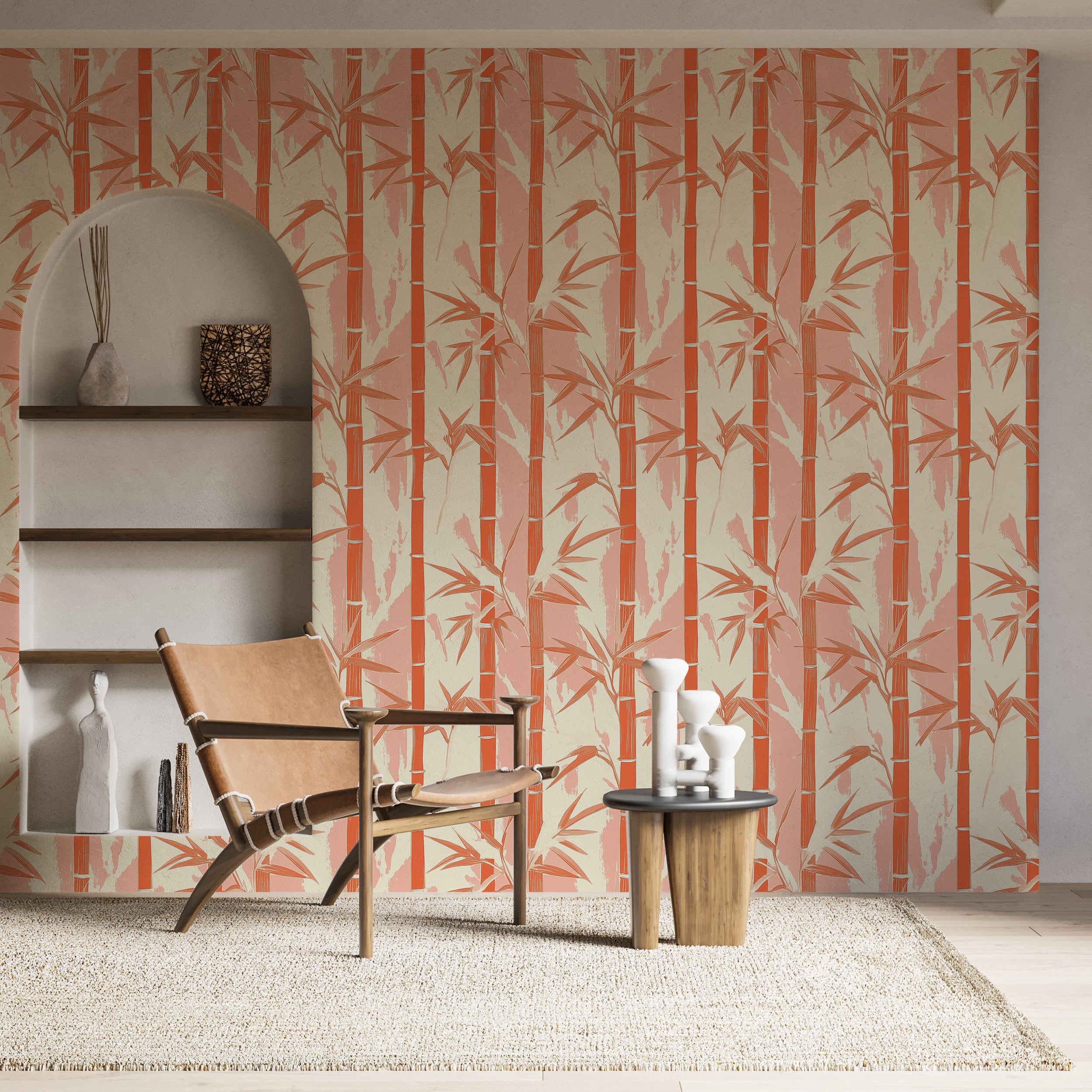 Removable watercolor wallpaper for bedrooms.
Soft watercolor abstract design for interiors.