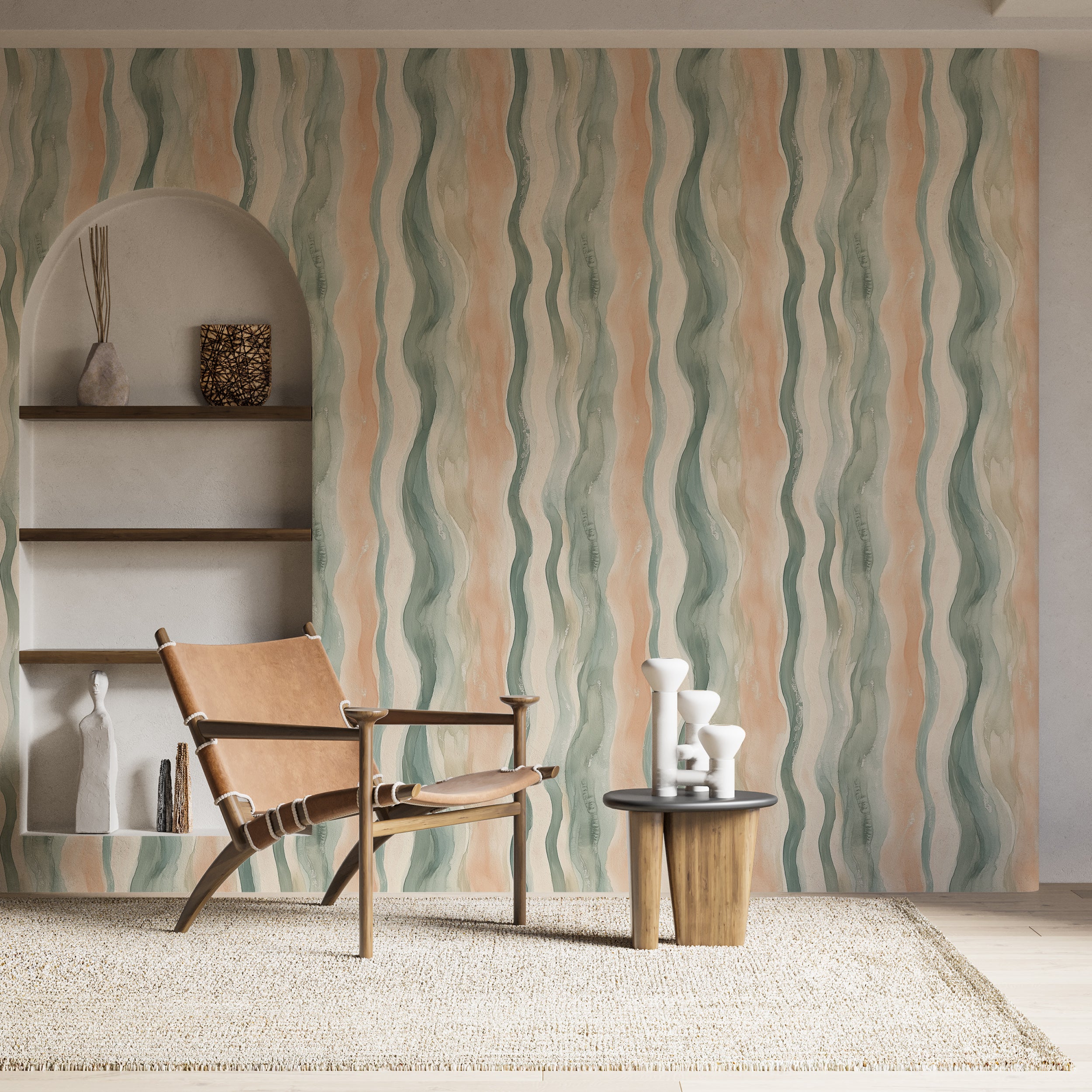 Peel-and-stick pastel watercolor wall art.
Abstract pastel tones wall mural for living rooms.