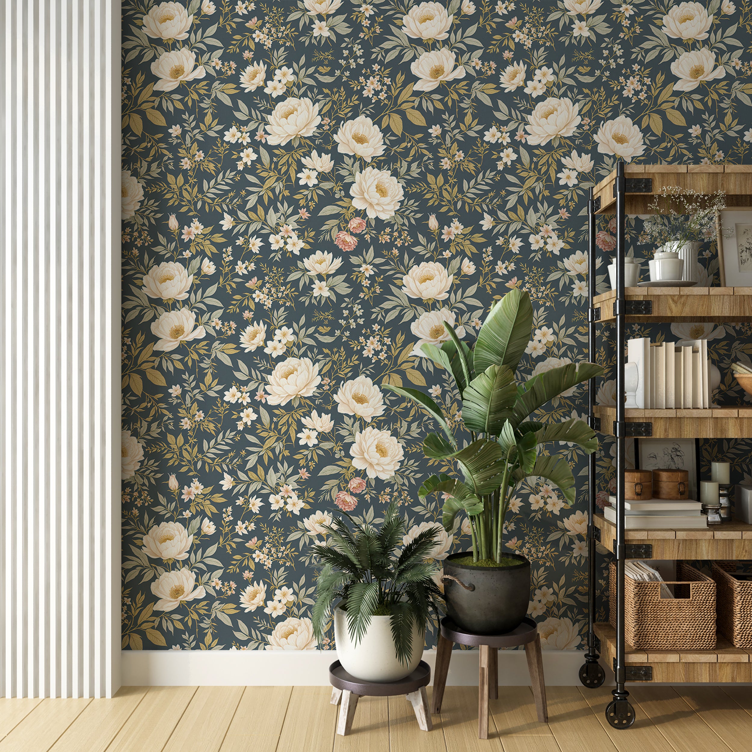 Beautiful floral peel-and-stick mural.
Refined peony wall covering for homes.