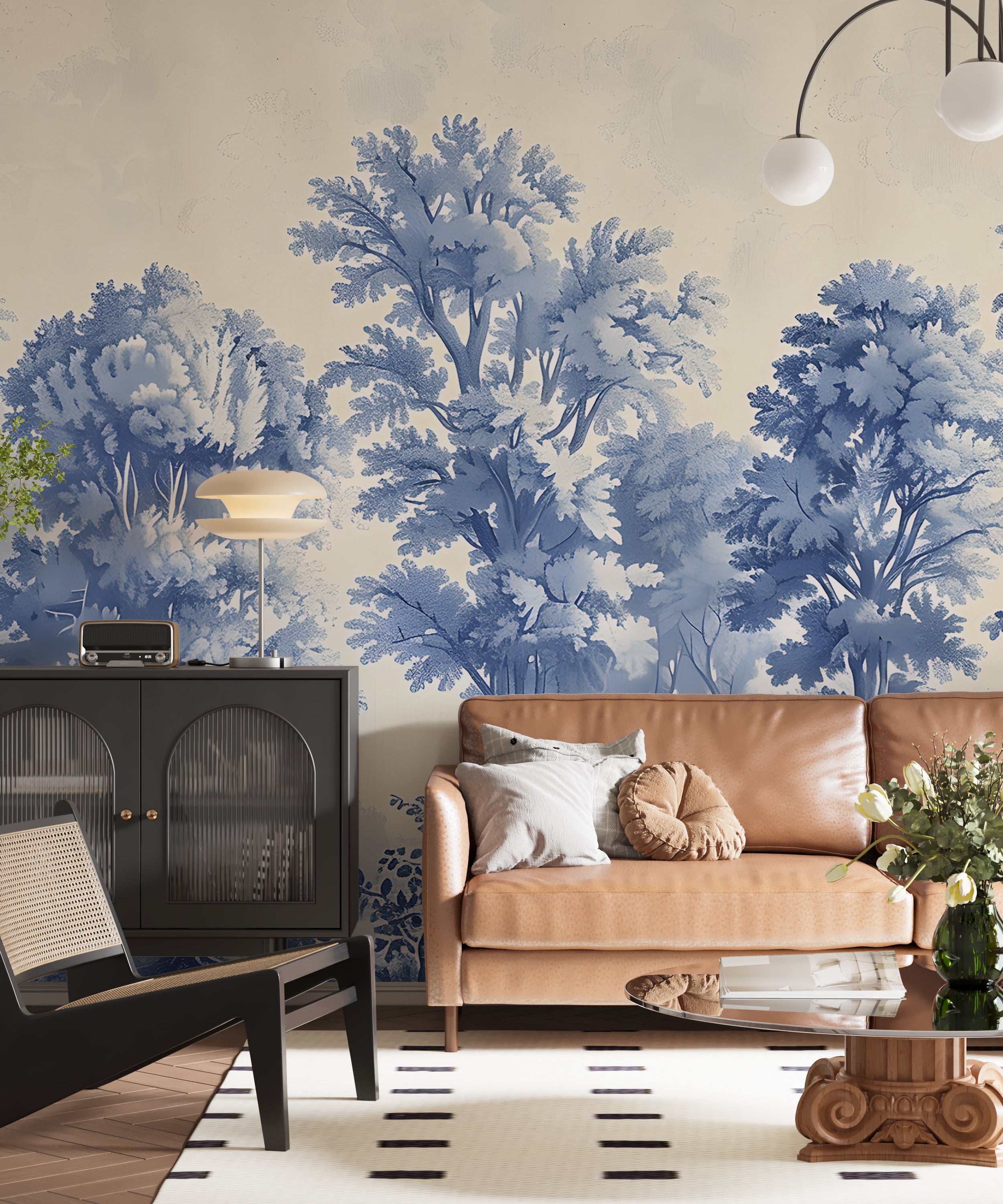 Elegant Toile de Jouy Style Peel and Stick Art