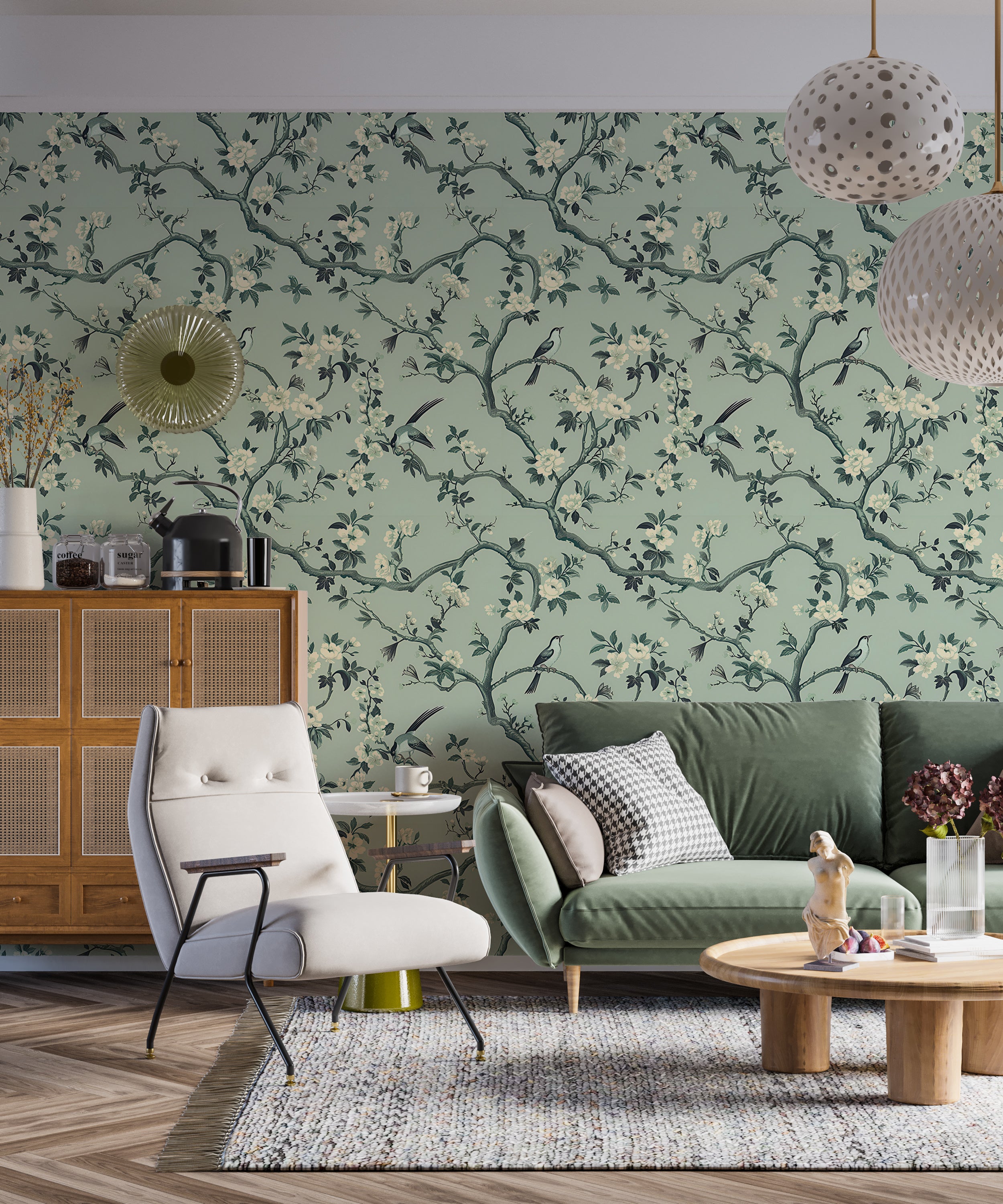 Birds and flowers Japanese wallpaper