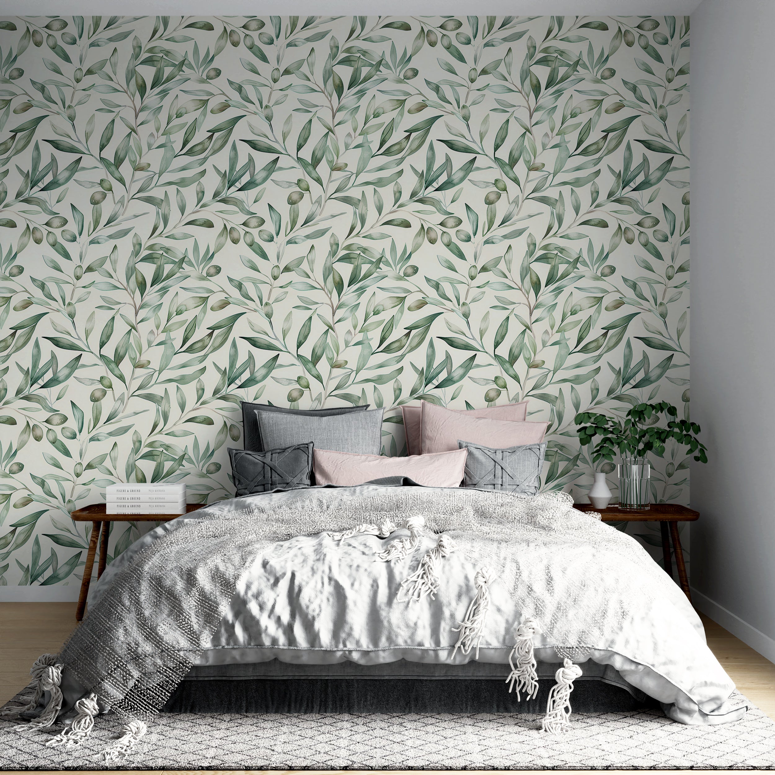Olive and leaves wallpaper