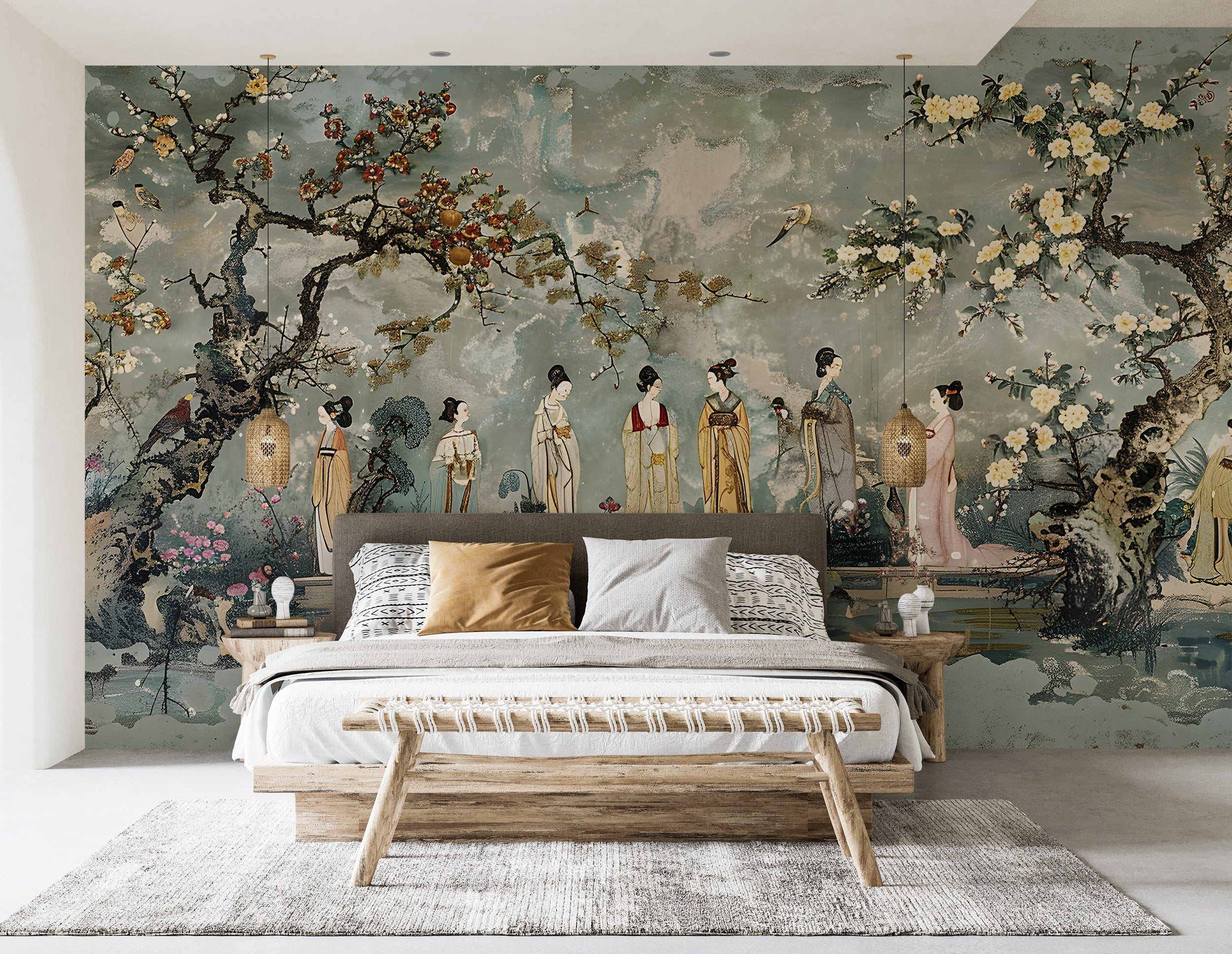 Sakura tree peel and stick decor