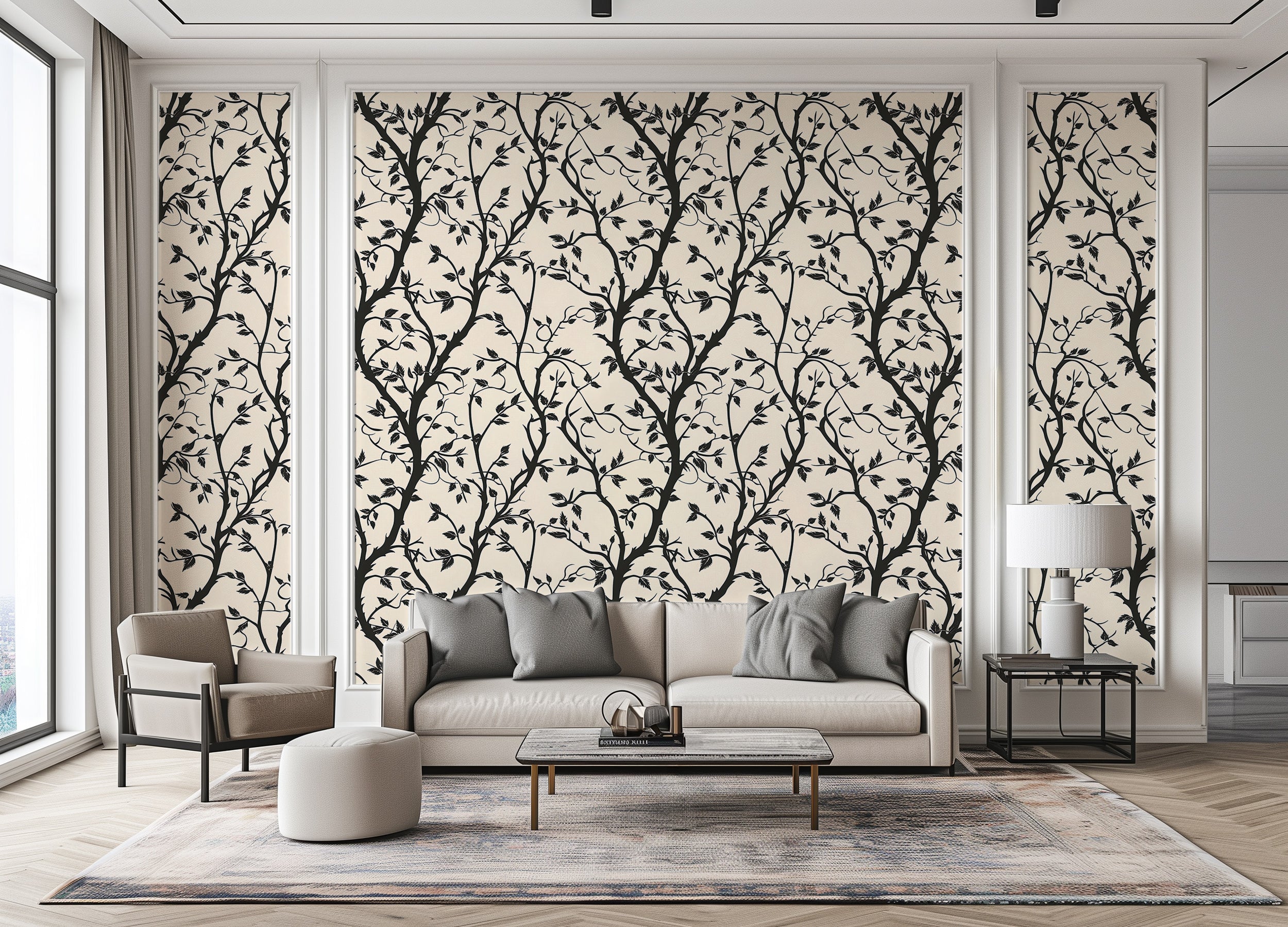 Botanical tree branches wallpaper