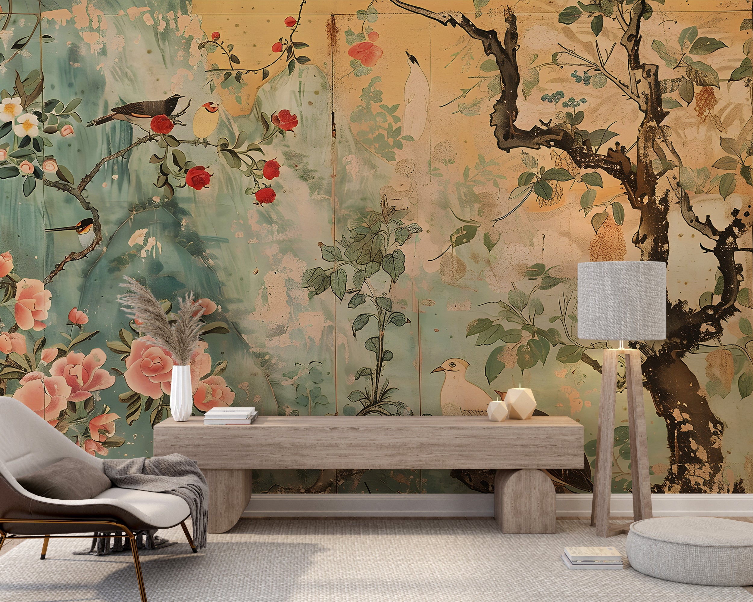 Traditional Japanese nature mural