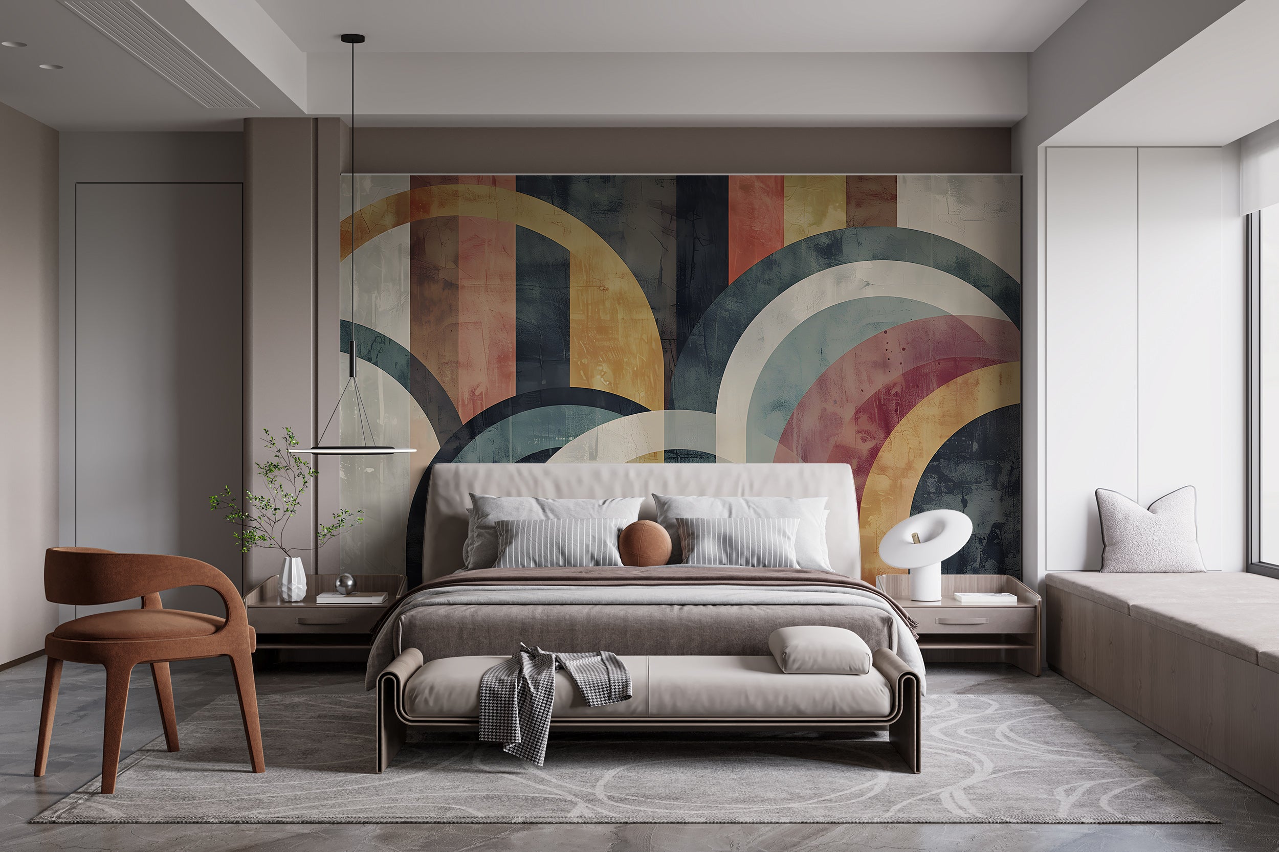 Removable abstract arch wall decor Geometric shapes peel and stick wallpaper