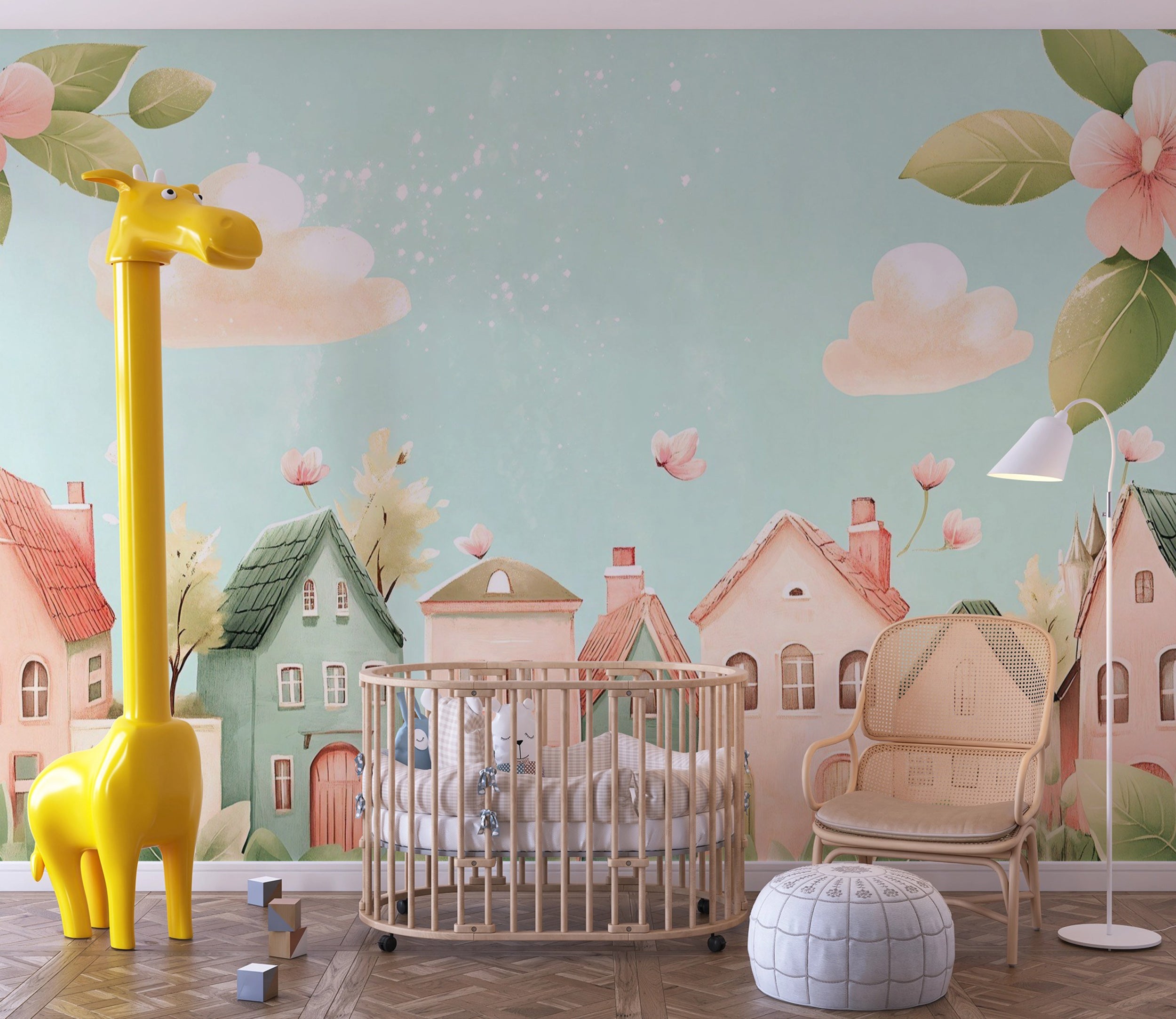 Fun cartoon-style wall decor for playful nursery spaces