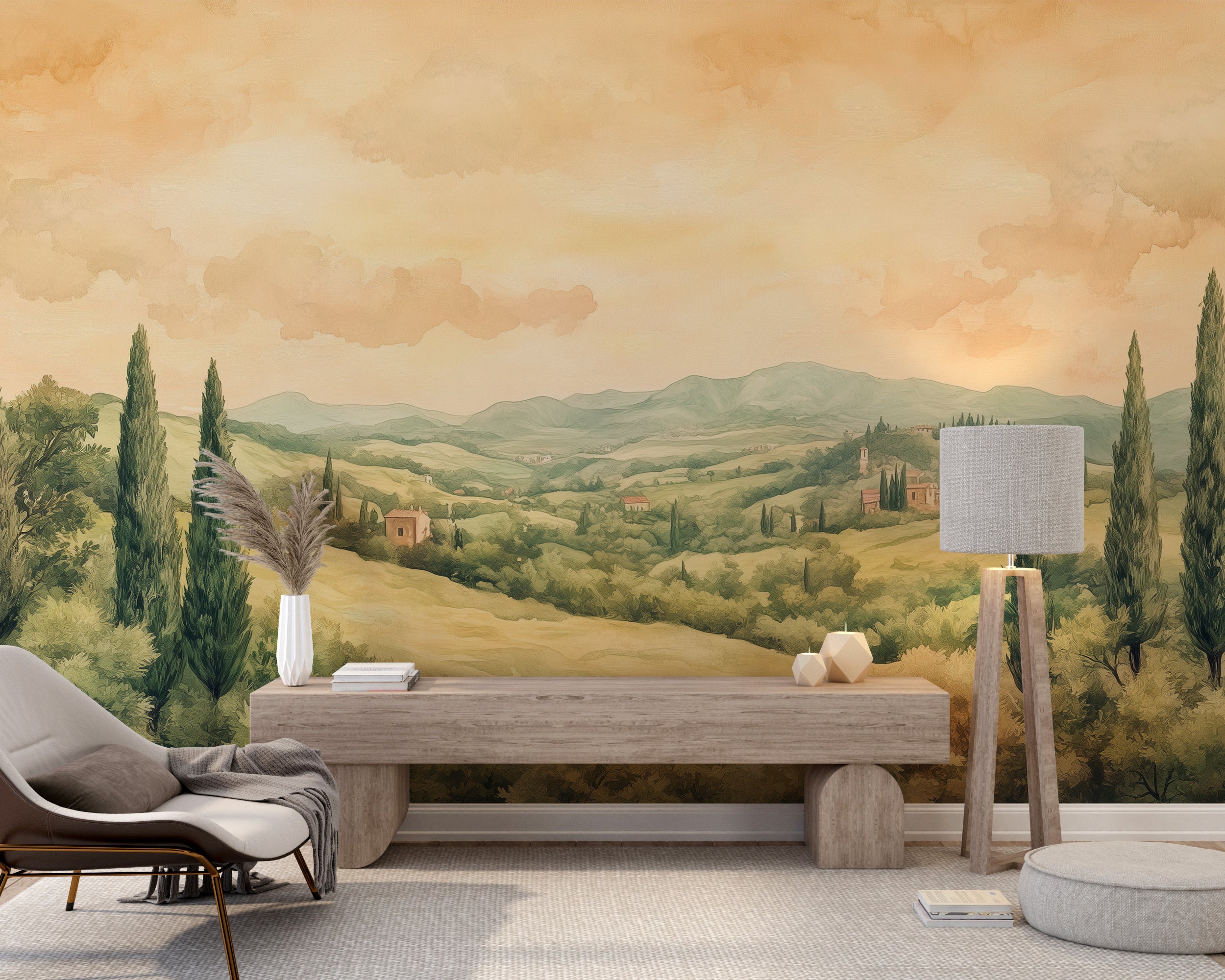 Old-world Italian mural for serene spaces.
Soft watercolor wallpaper with vintage Italian charm.