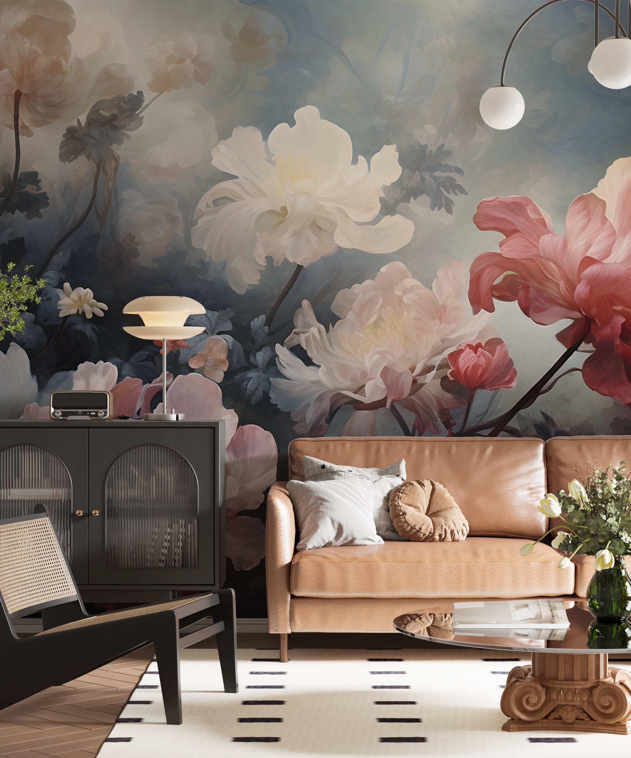 Peel and Stick Black Floral Wallpaper