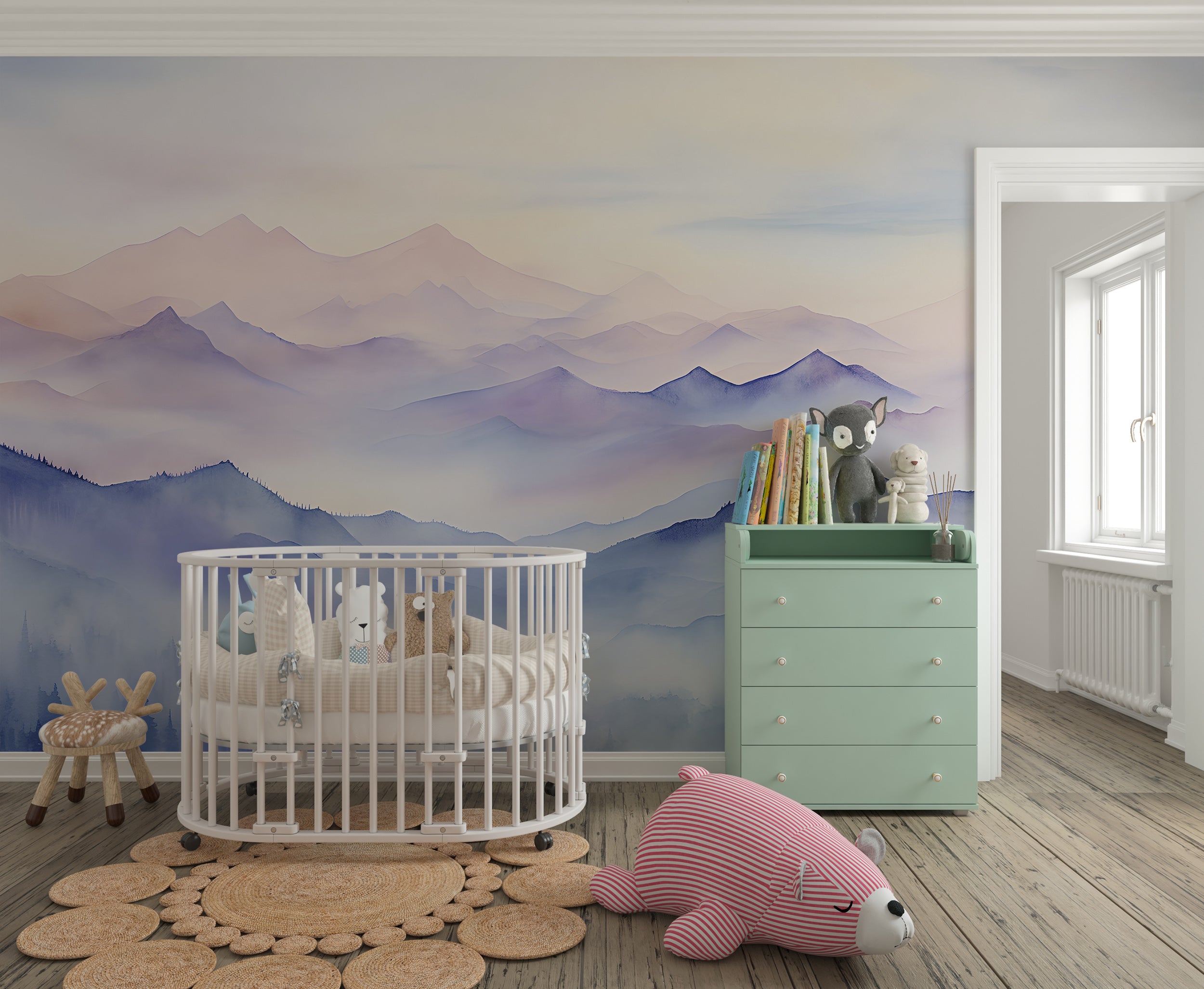 Serene Purple Mountain Wall Covering