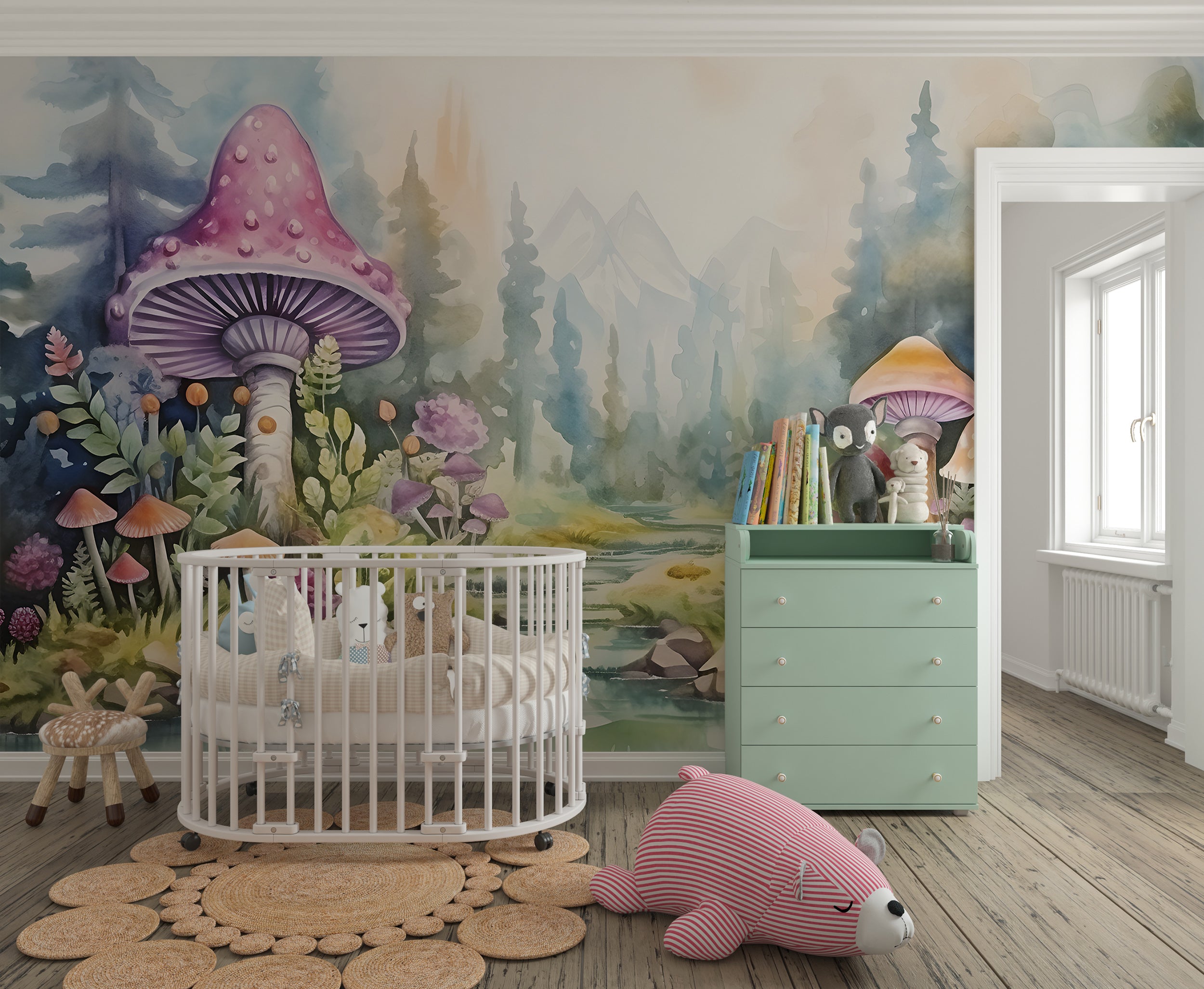 Mushroom Wonderland Peel and Stick Mural