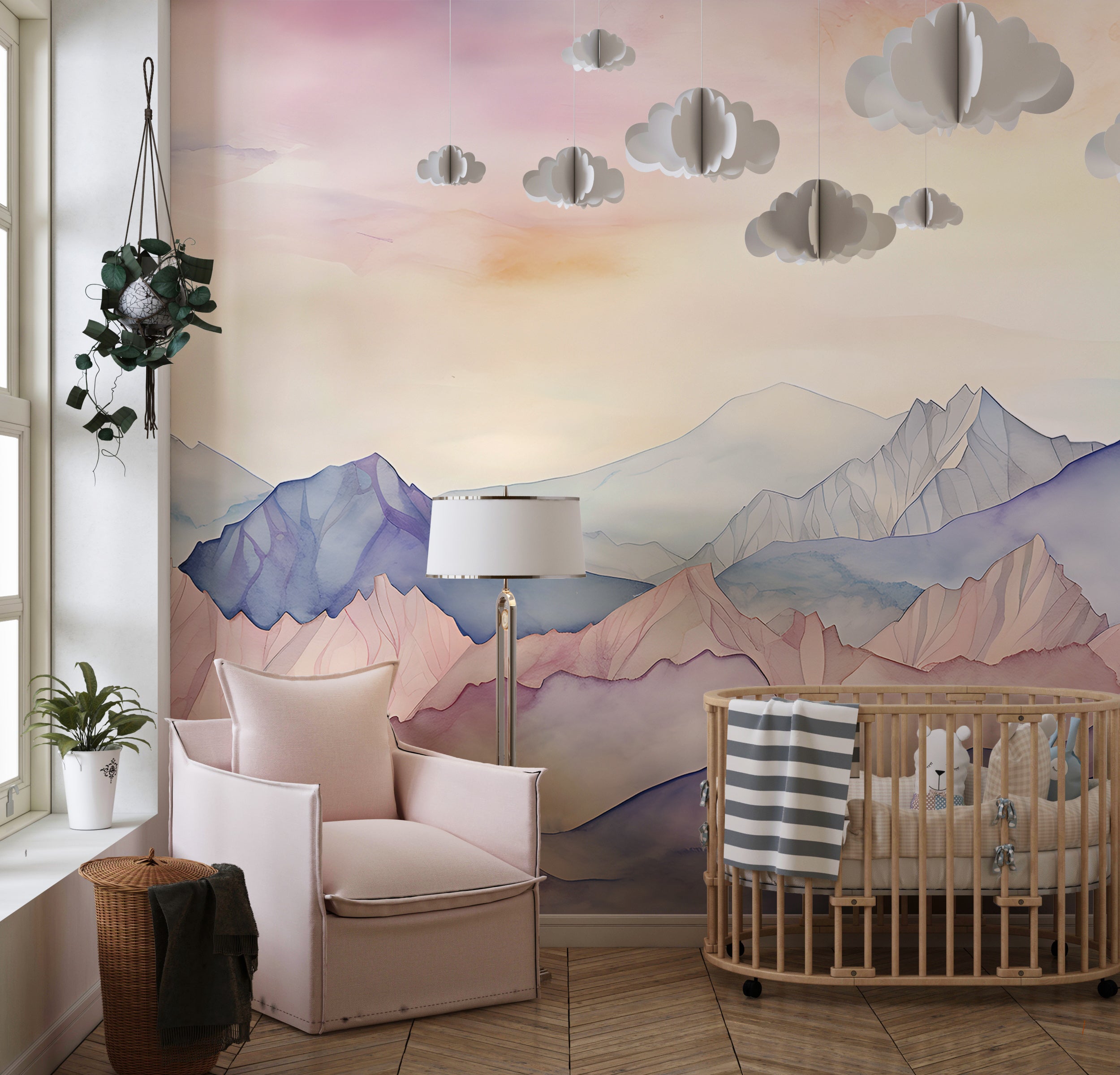 Pink and Orange Sky Wallpaper for Kids