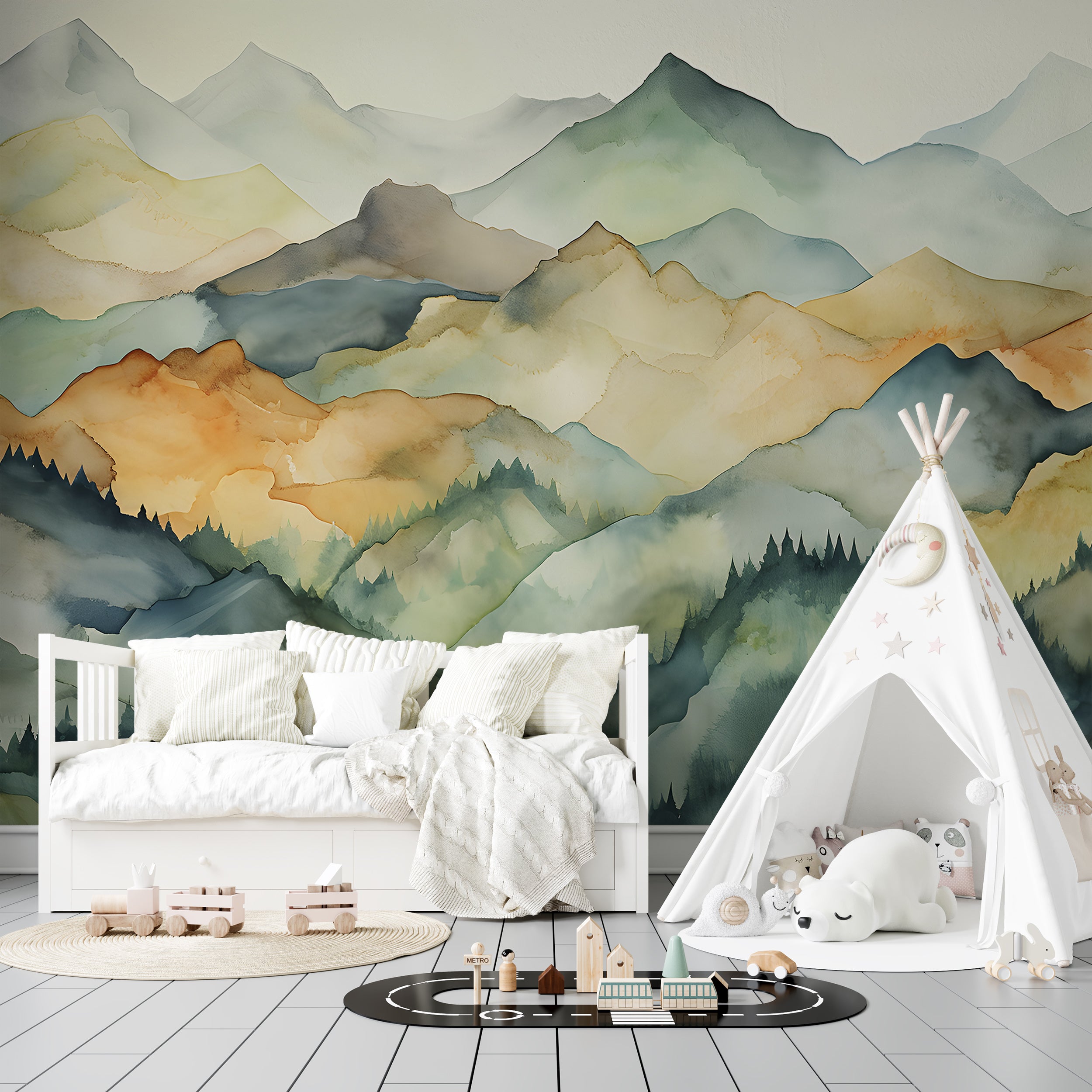 Tranquil Nursery Mountains Wall Art