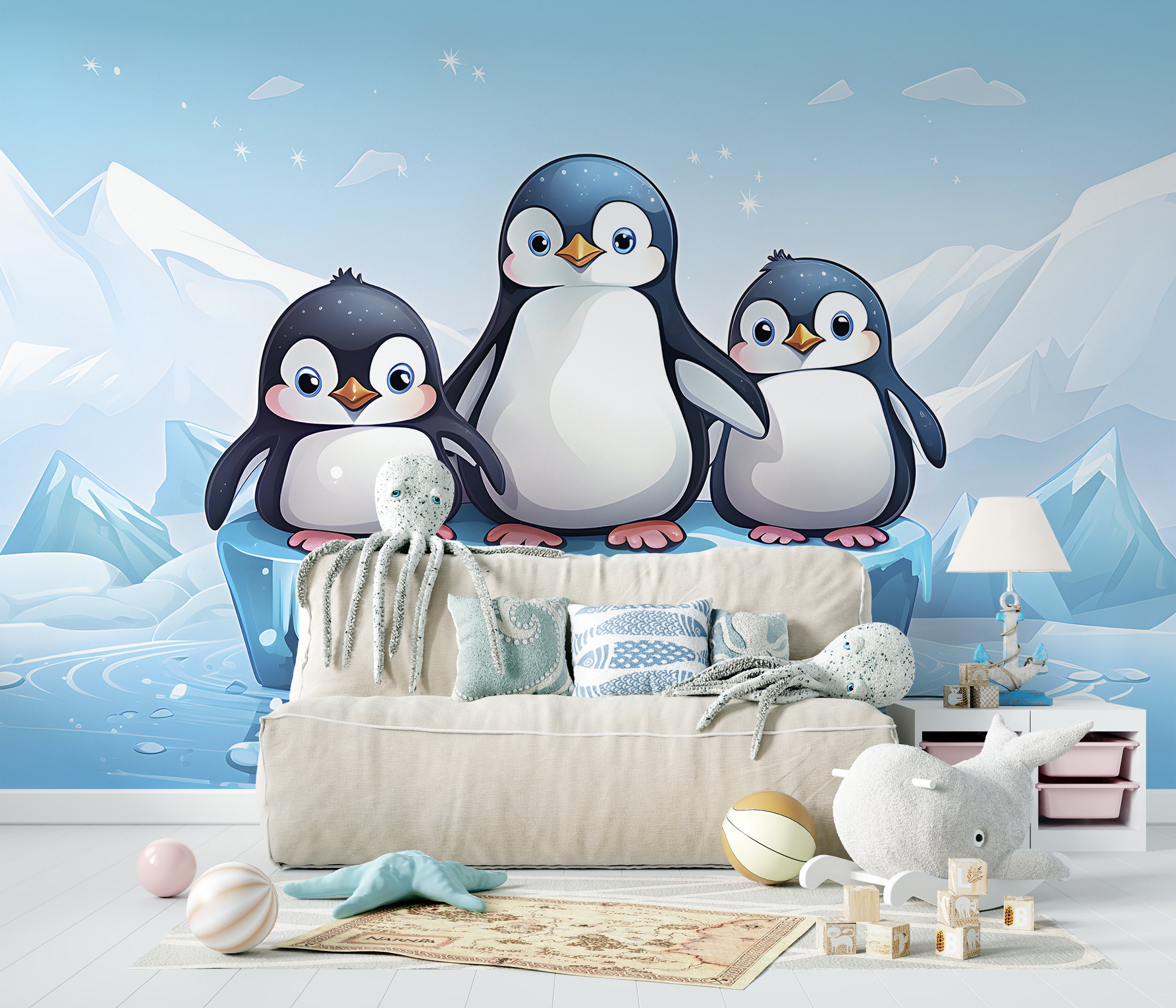 Whimsical Arctic Animals Wall Covering