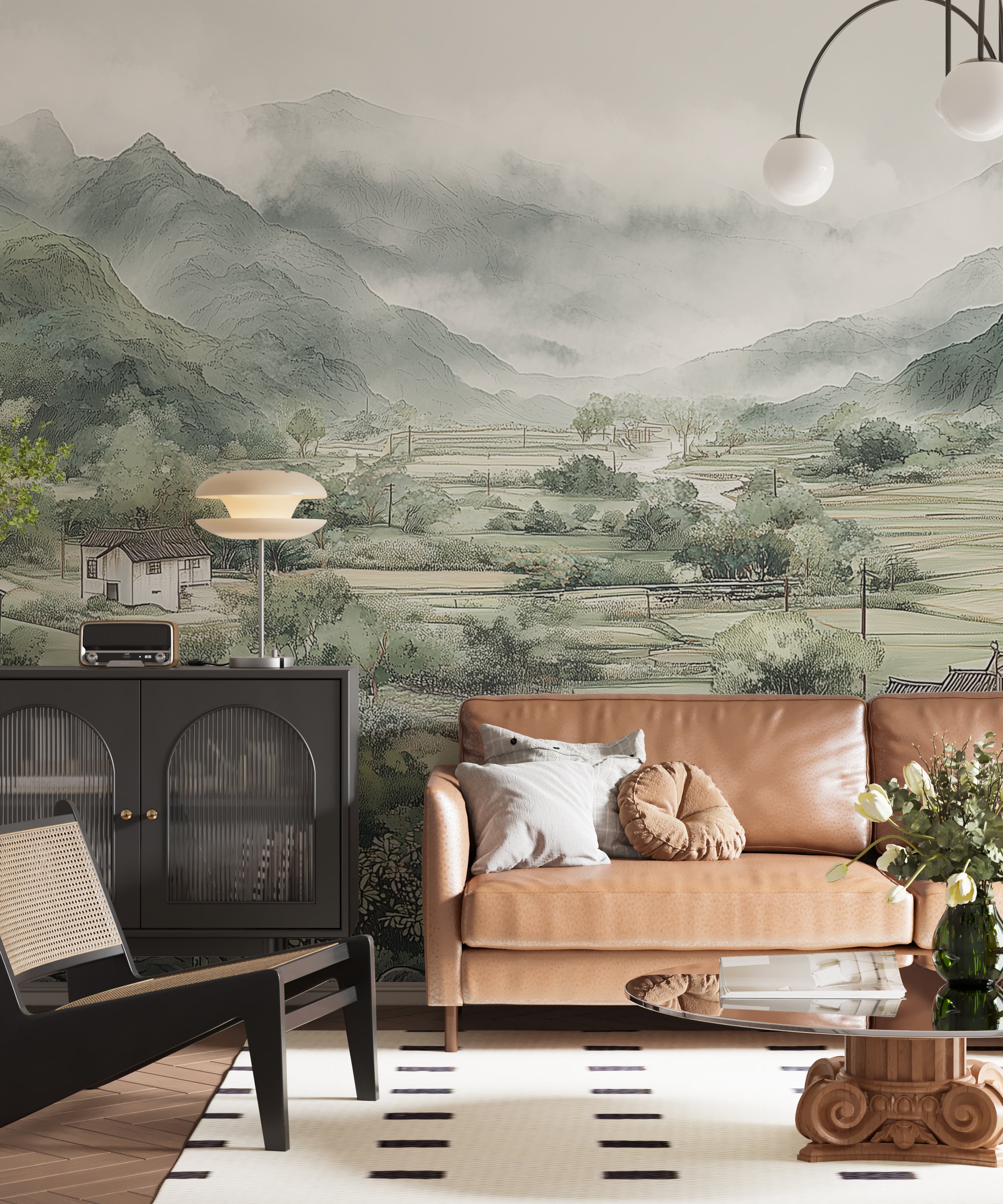Peaceful nature scene wallpaper
Remote village and mountain scene