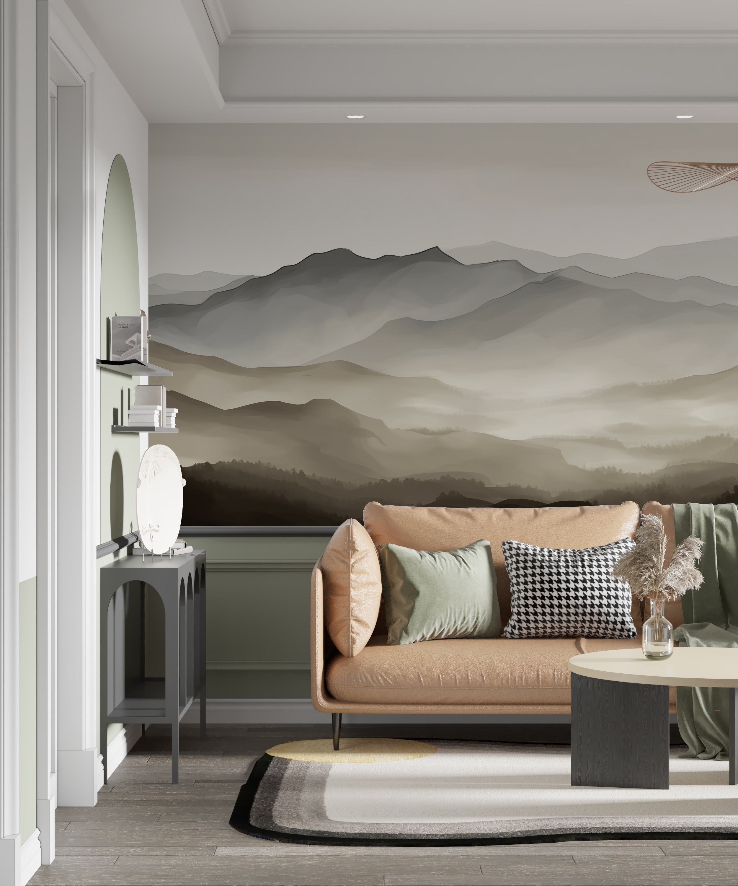 abstract earthy tones mural
tranquil mountain range wall art