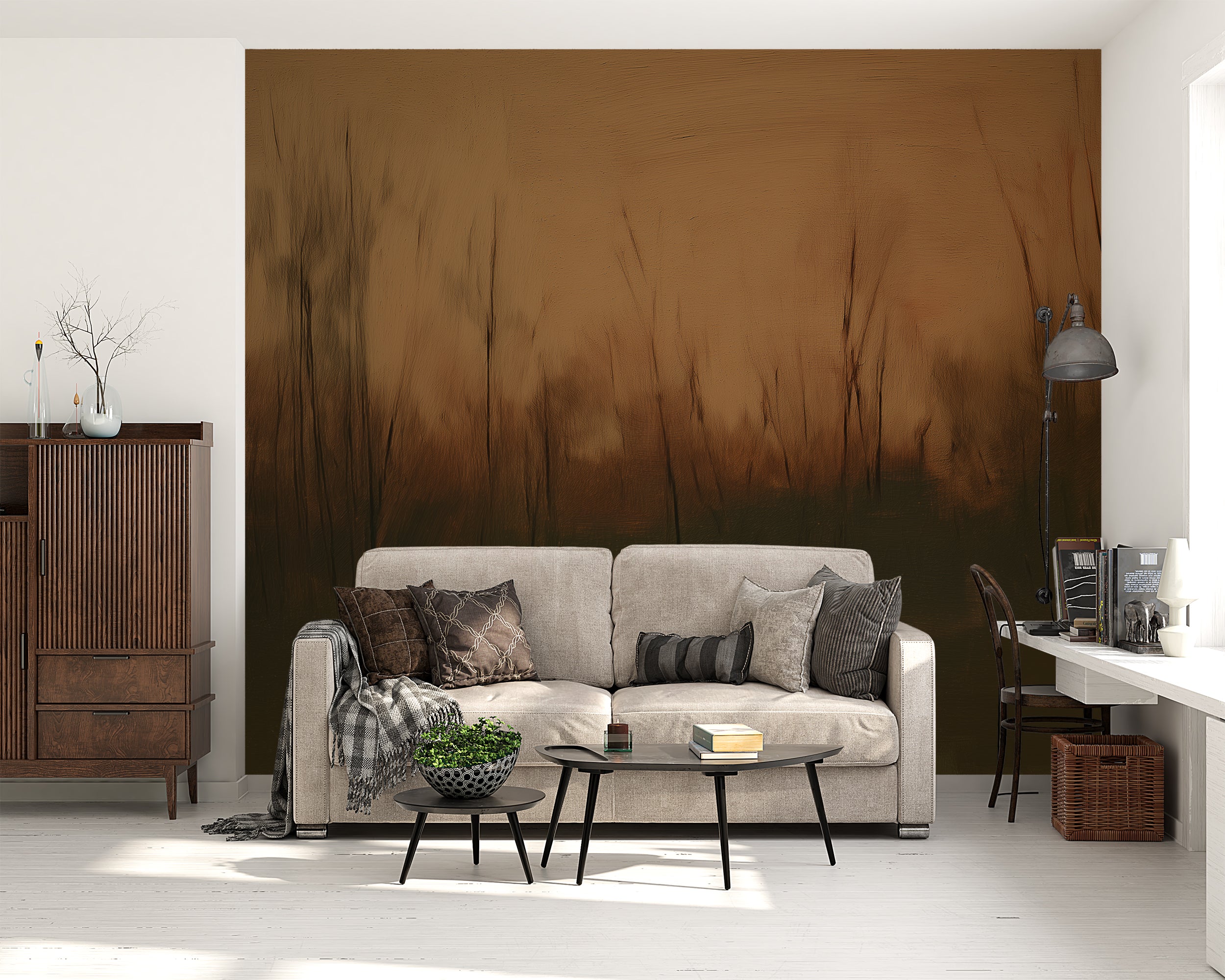 Abstract brushstroke forest wall mural
Twilight inspired nature wallpaper