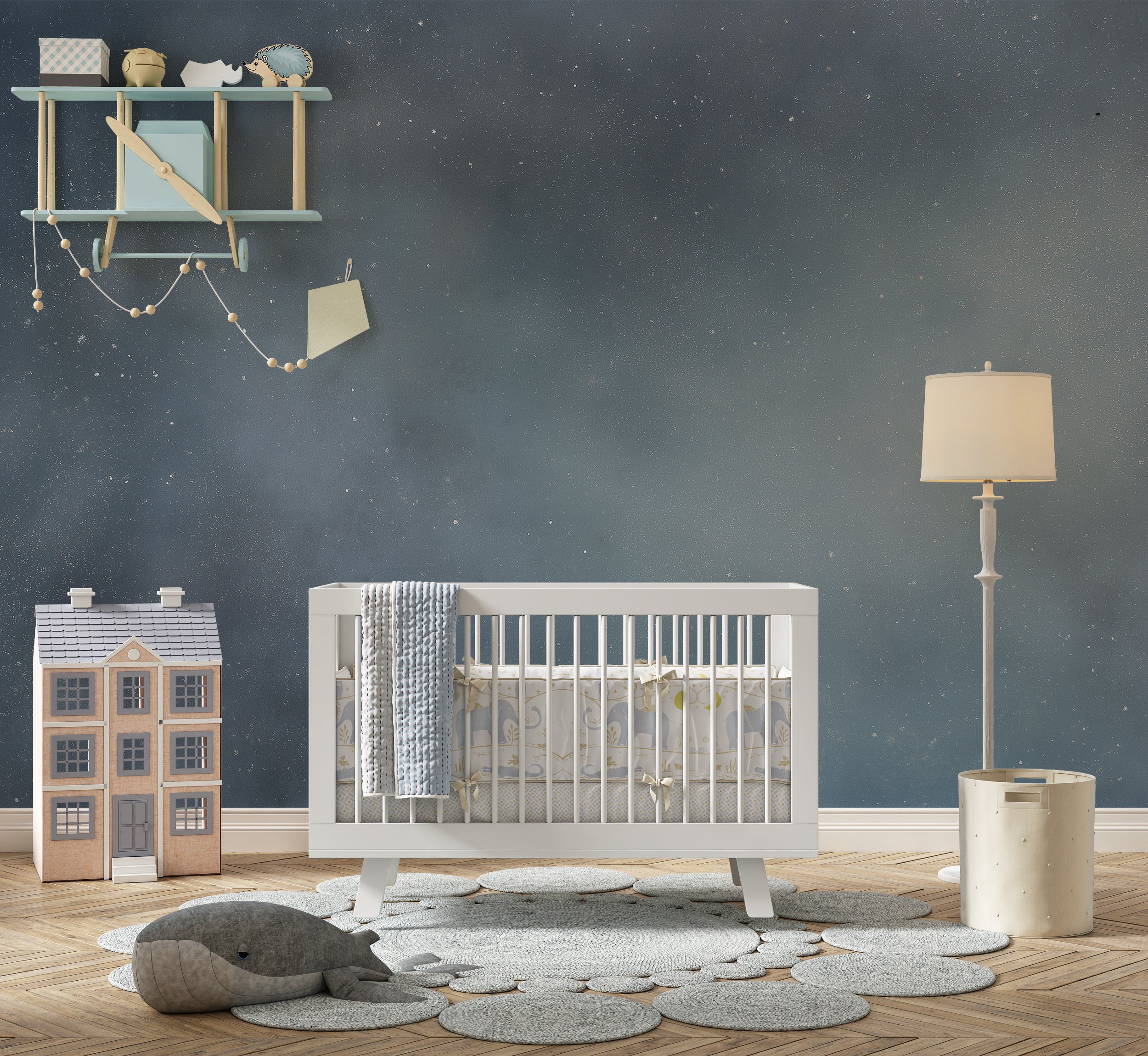 soft galaxy wallpaper for bedroom
misty celestial night mural