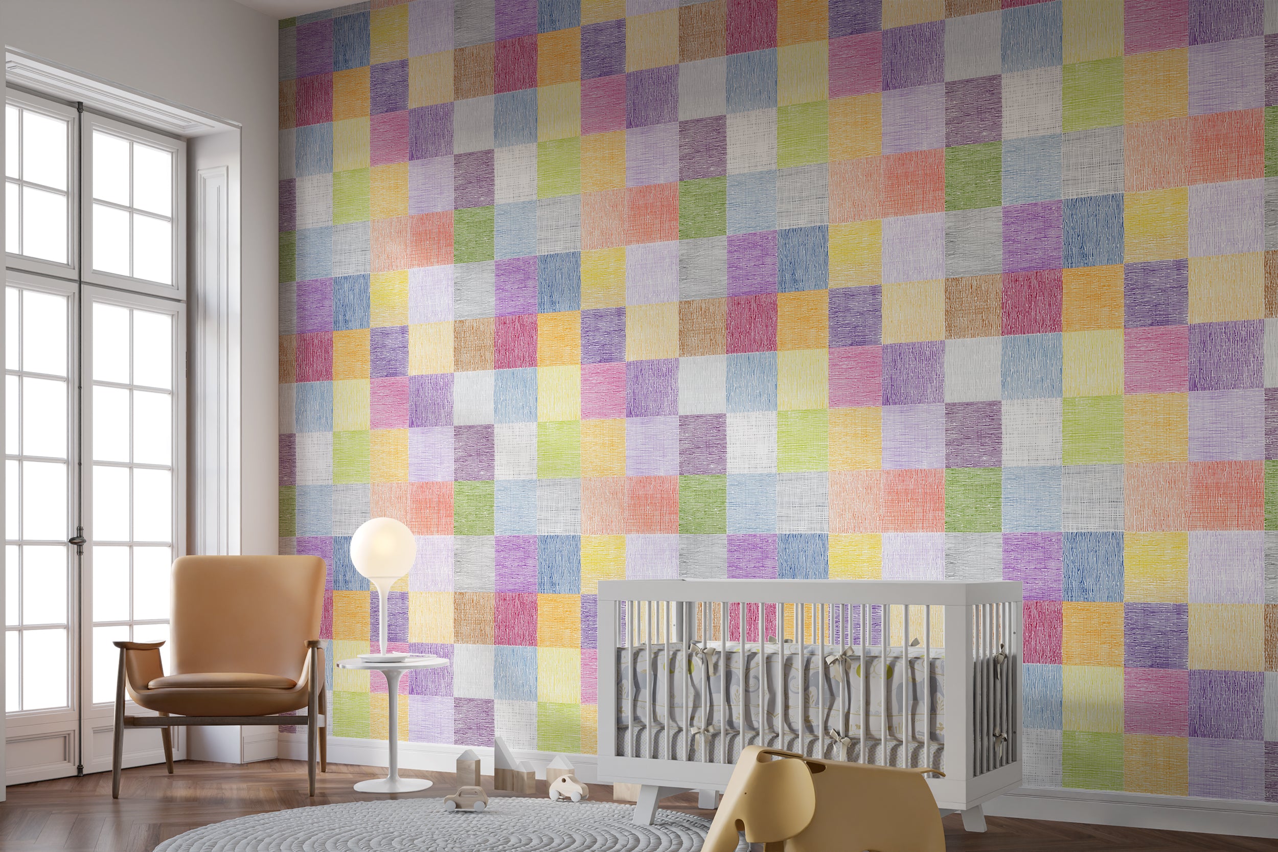rainbow tile pattern wallpaper
playful geometric kids wallpaper