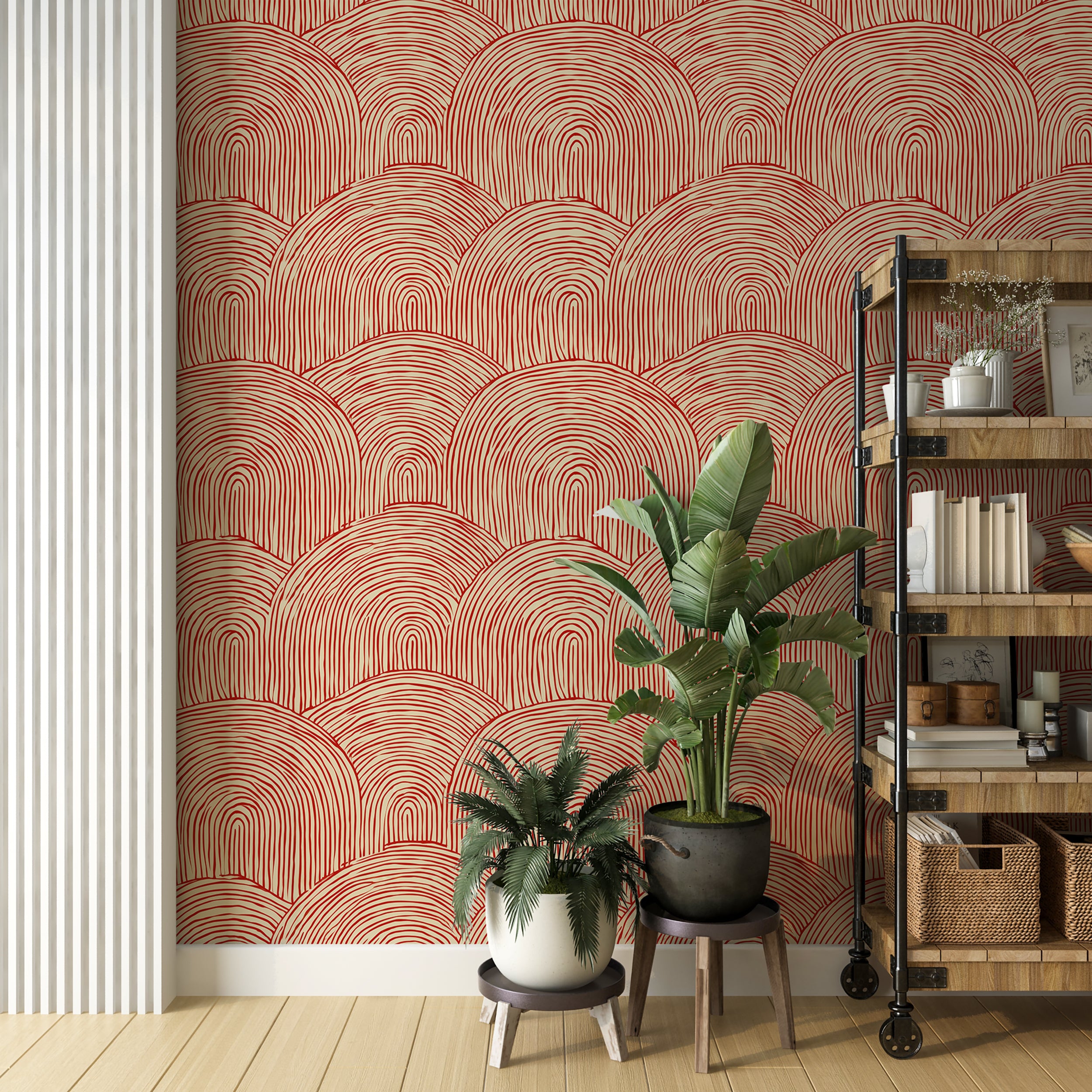 Japanese ramen inspired wallpaper
Flowing lines repeating wall pattern