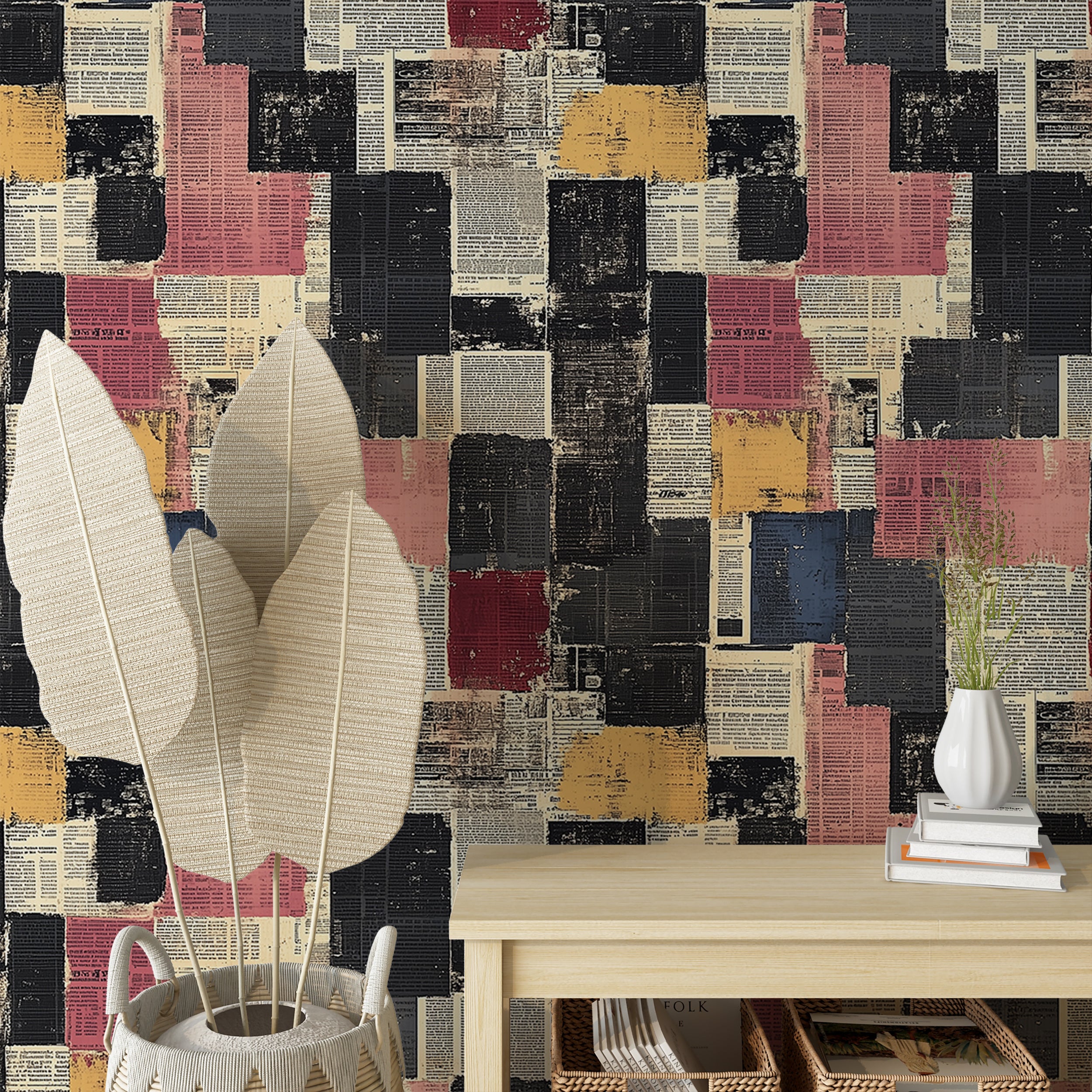 Colorful newspaper wallpaper for modern and artistic home accents
Peel and stick street art wallpaper for creating bold accents