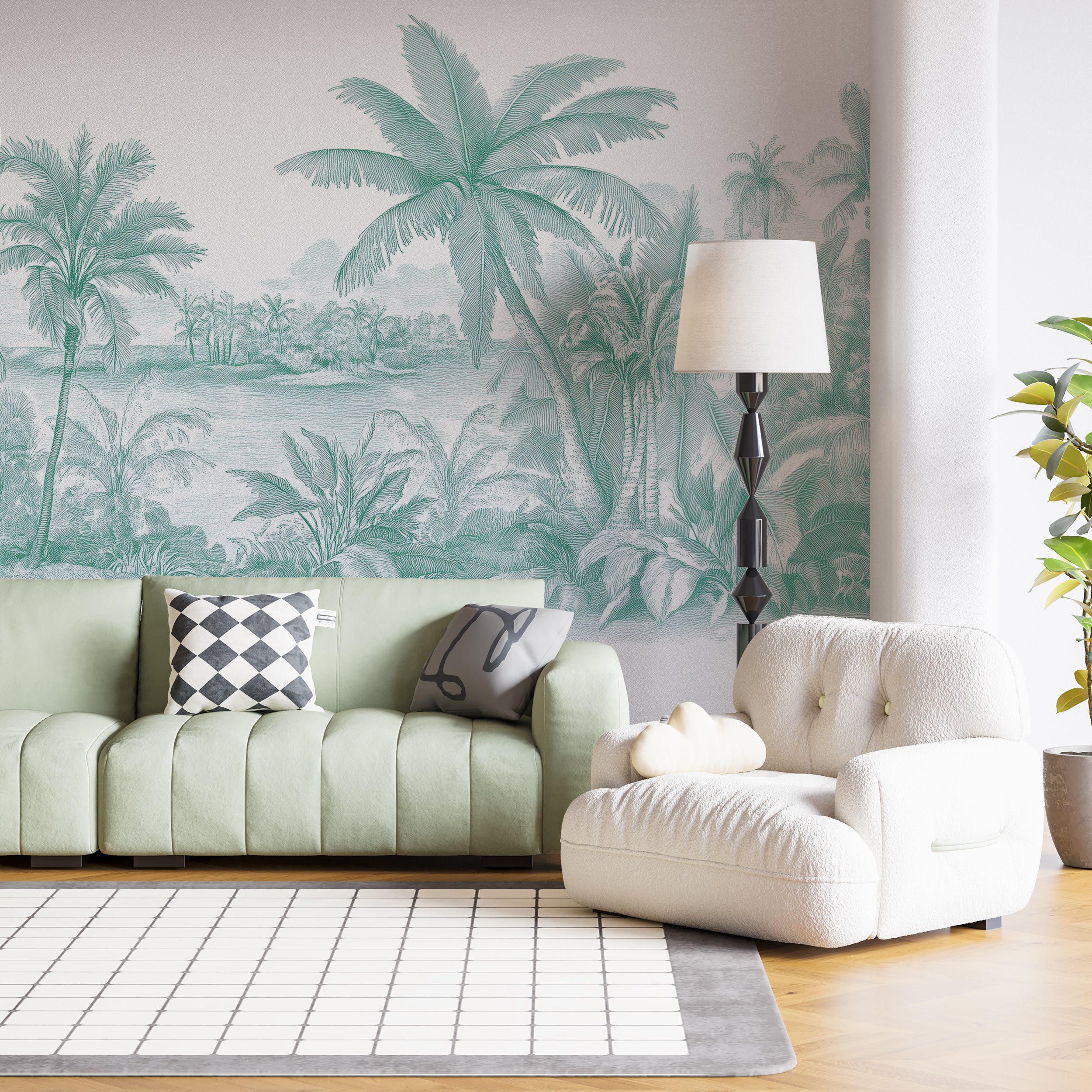Classic European-inspired jungle decor.
Peel-and-stick refined botanical wall art.