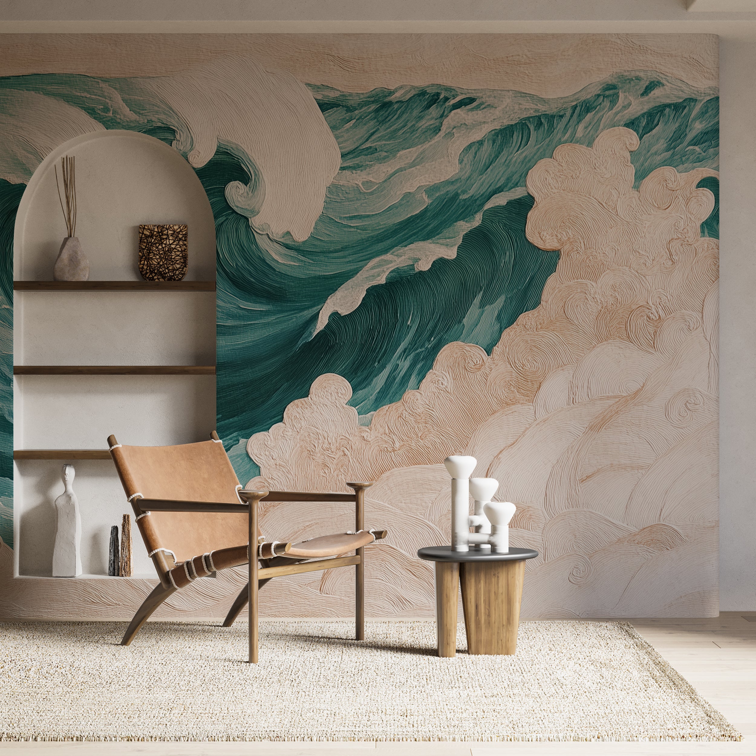 Ocean-inspired home decor.
Elegant turquoise ocean mural.