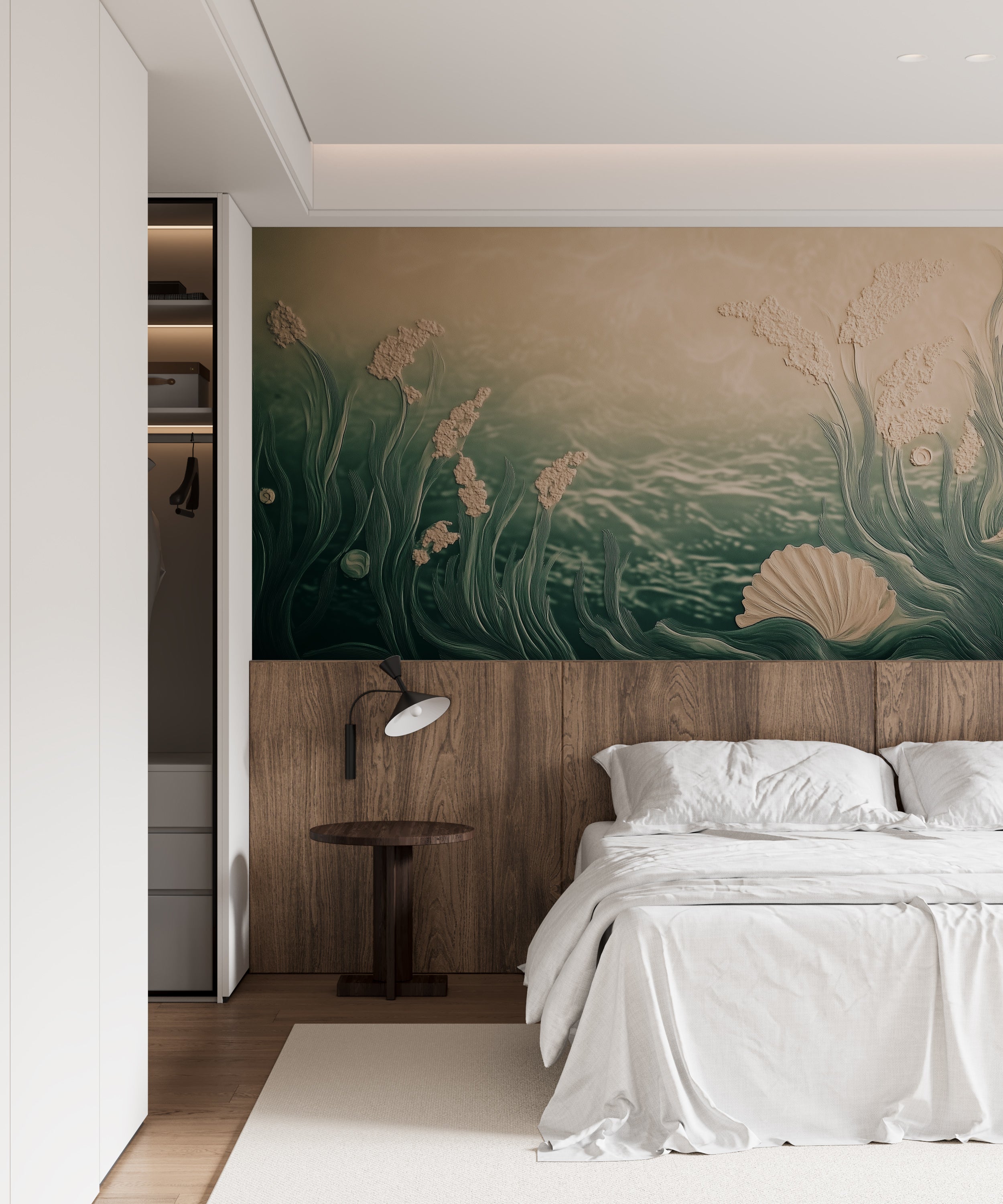 Removable ocean-inspired mural.
Underwater botanical wall decor.
