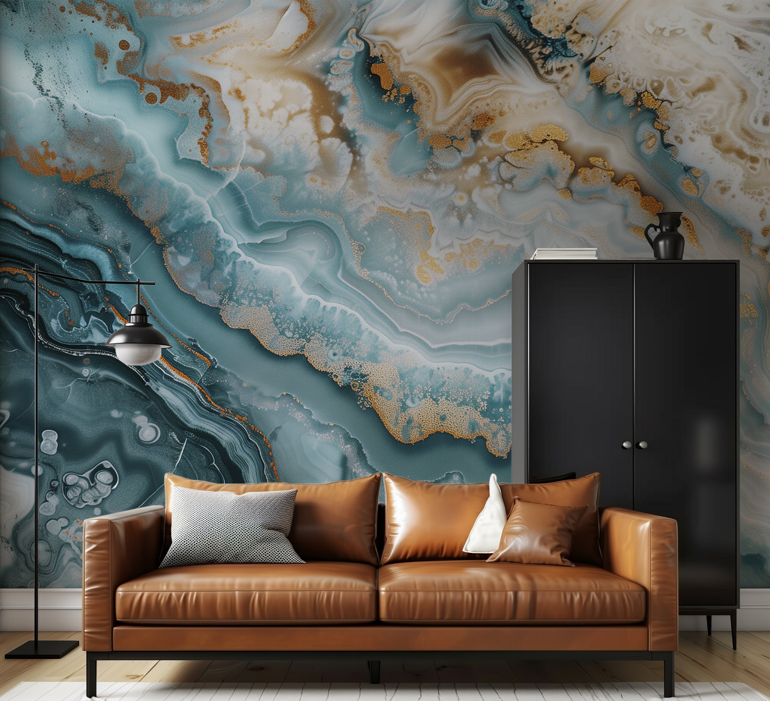 Elegant blue marble wall mural