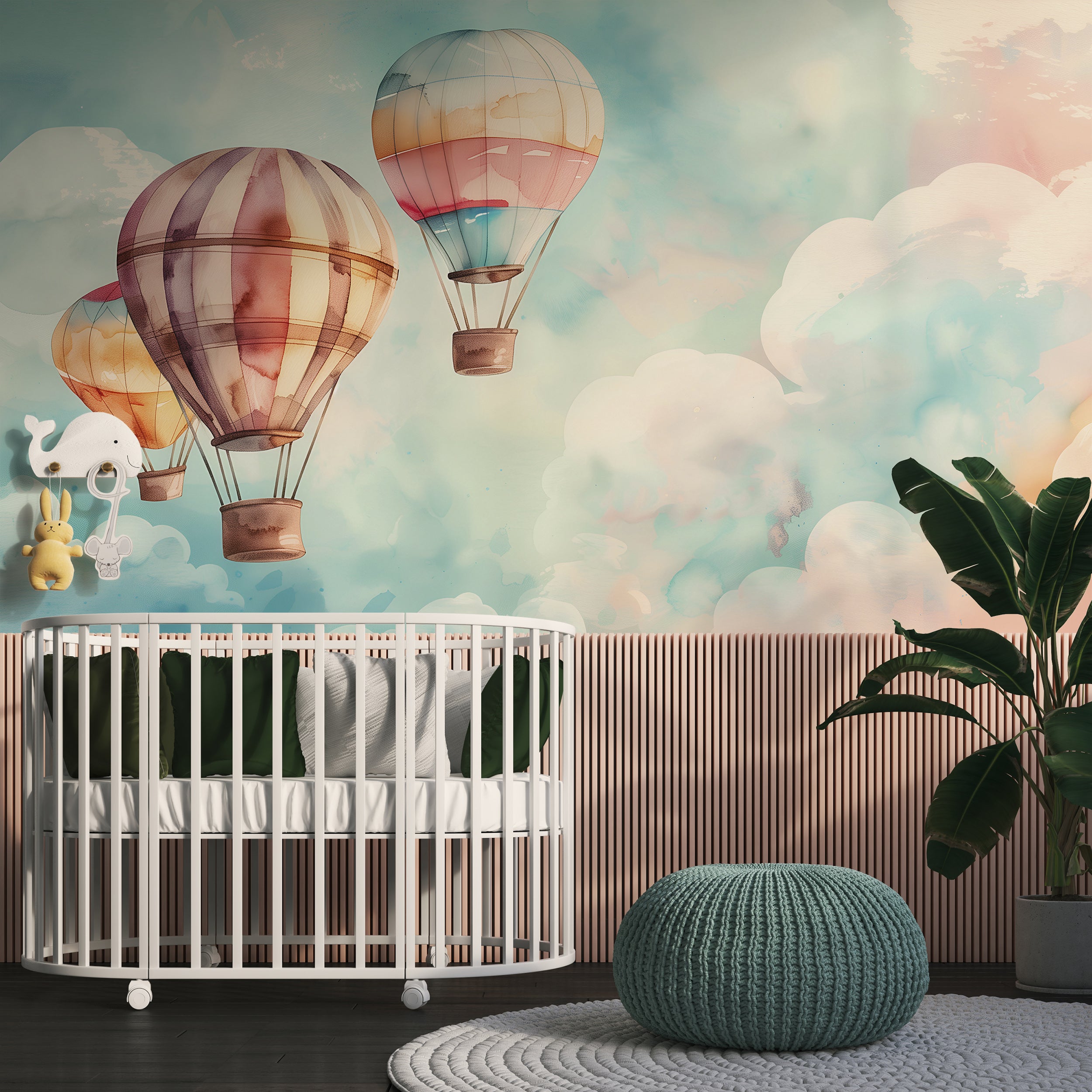 Kids room hot air balloons wallpaper