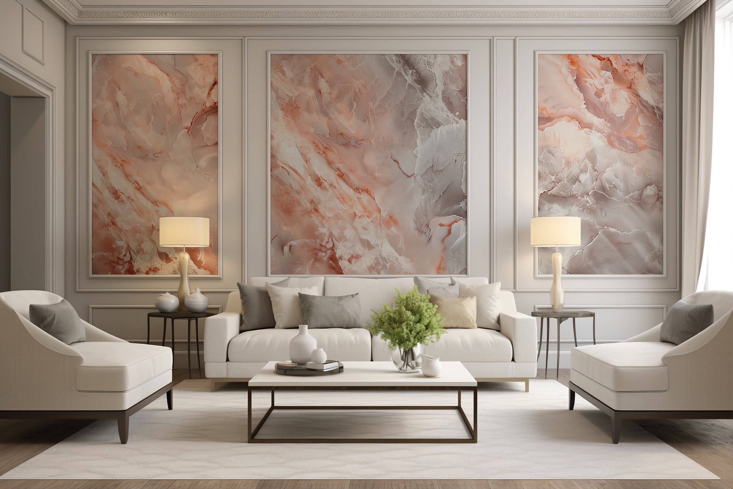 Removable soft pink marble wallpaper