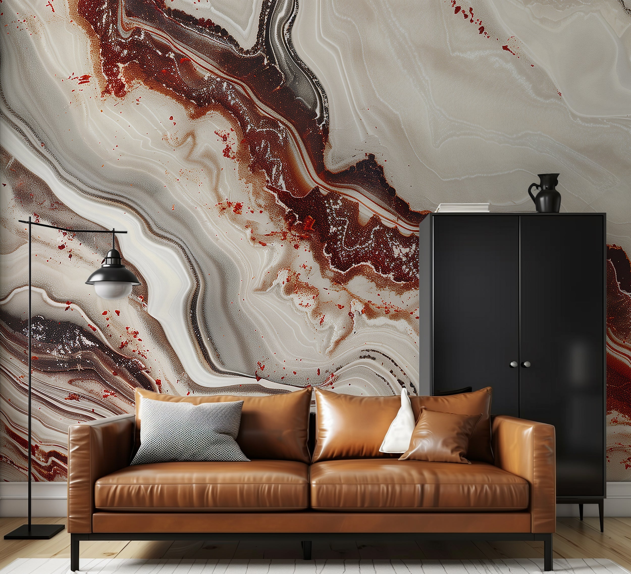 Easy apply grey and red mural