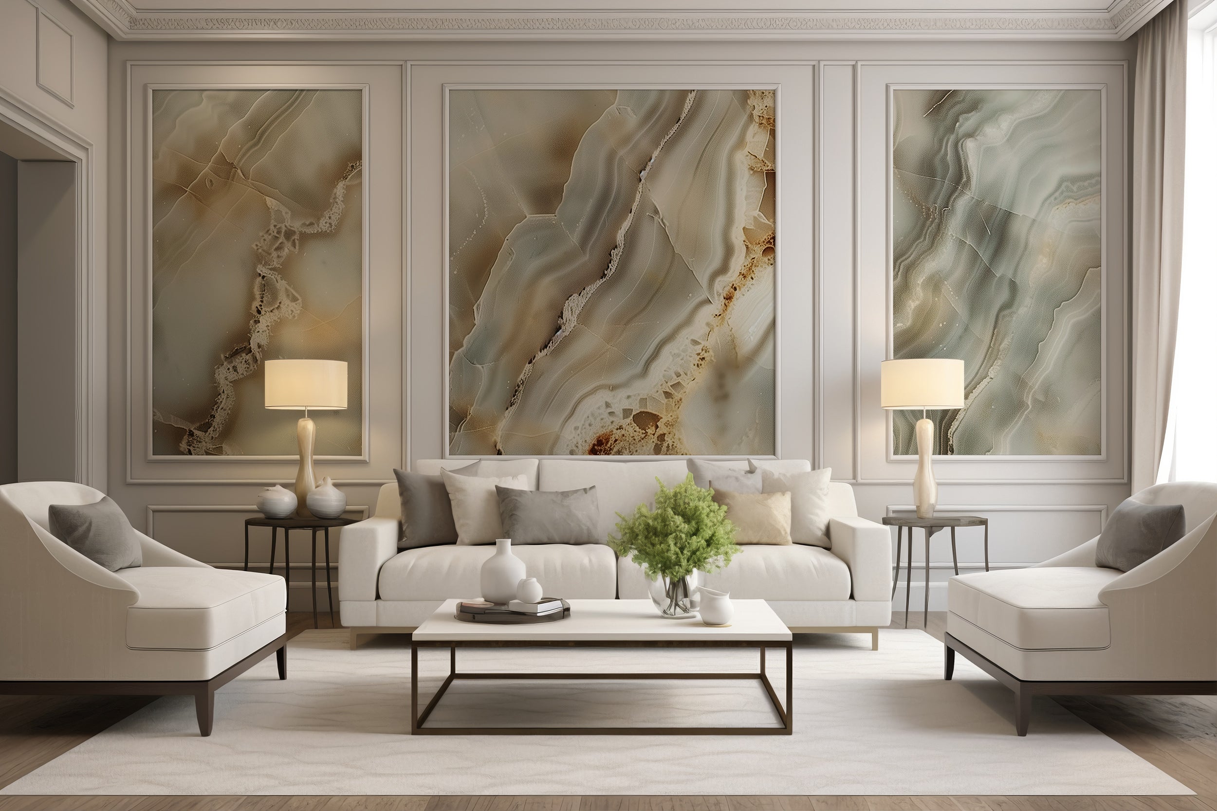 Beige and gold marble wallpaper Removable soft stone mural
