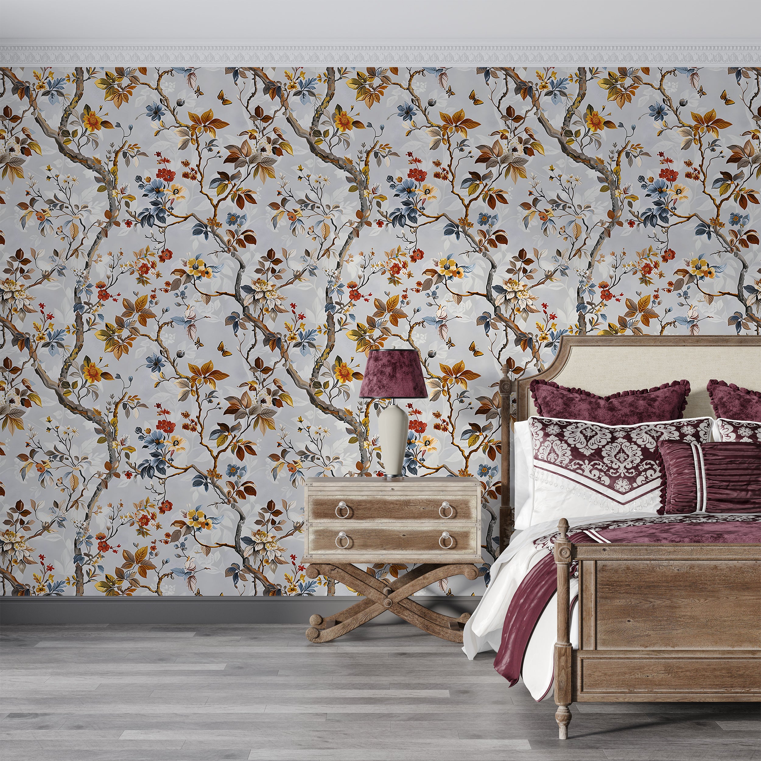 Removable tree leaves wallpaper