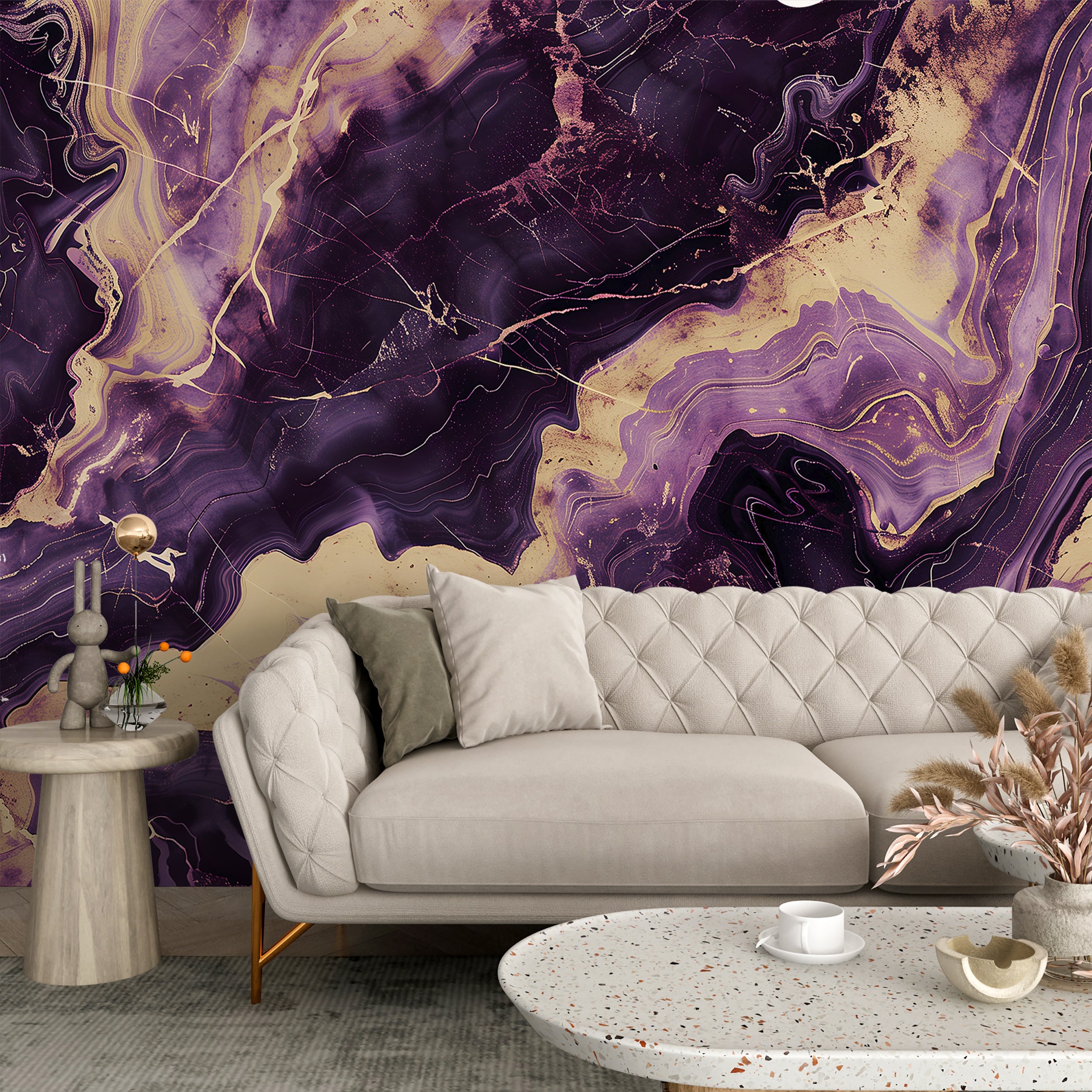 Beige and purple marble wallpaper
