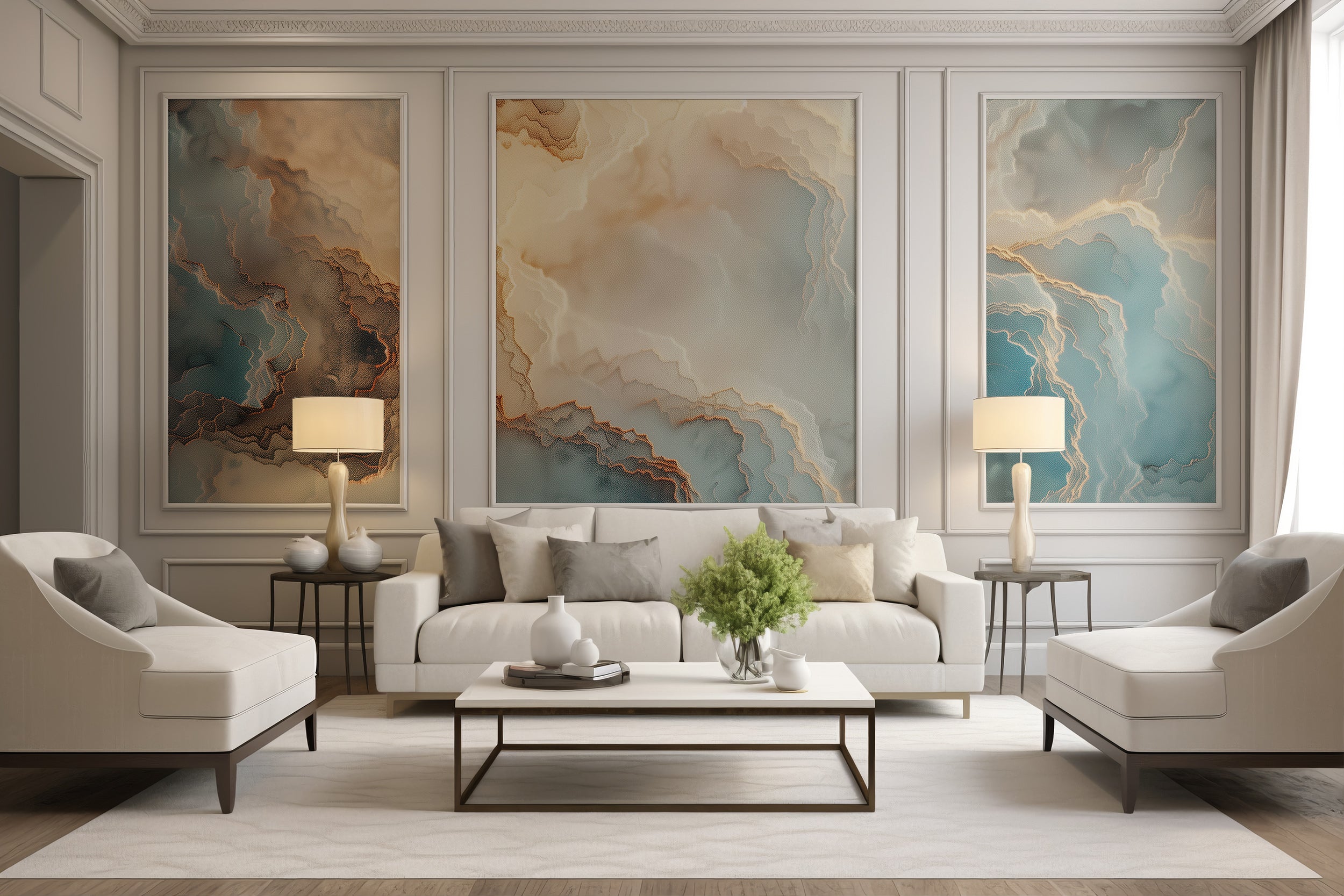Leather texture wall decor Sky blue marble accent wall