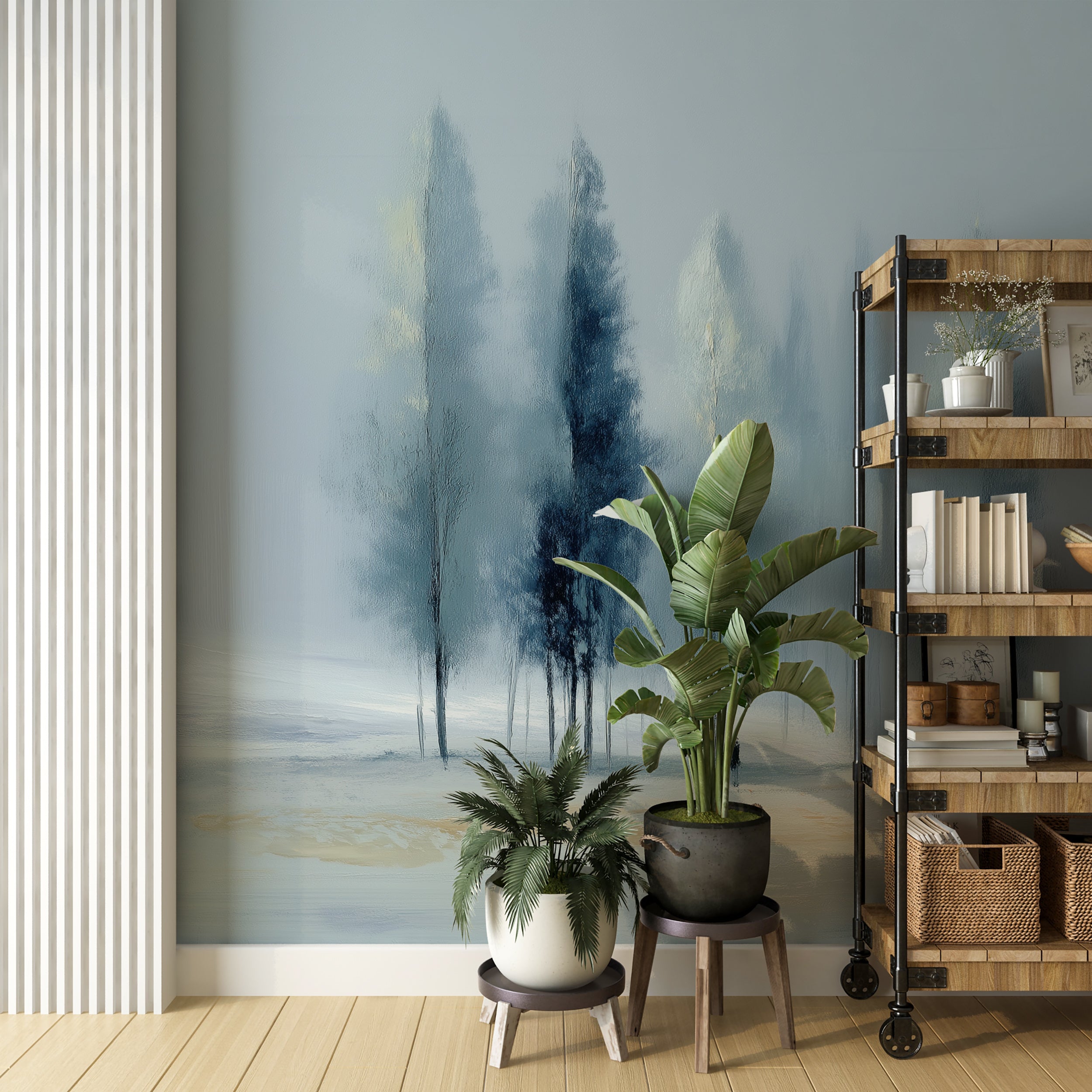 Hazy forest in dusty tones
Removable peaceful forest scene mural