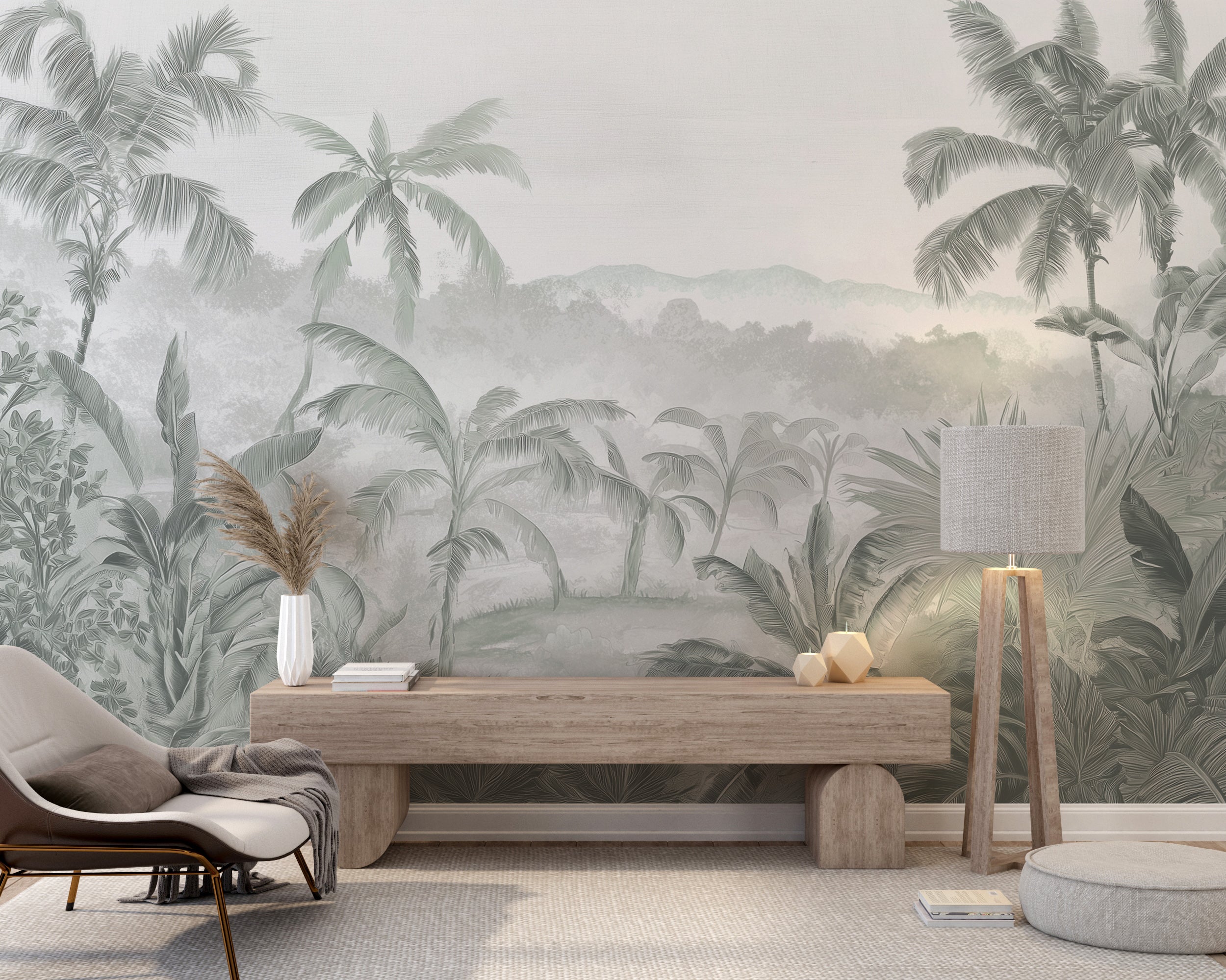 botanical etching wall piece
tropical plant themed wallpaper