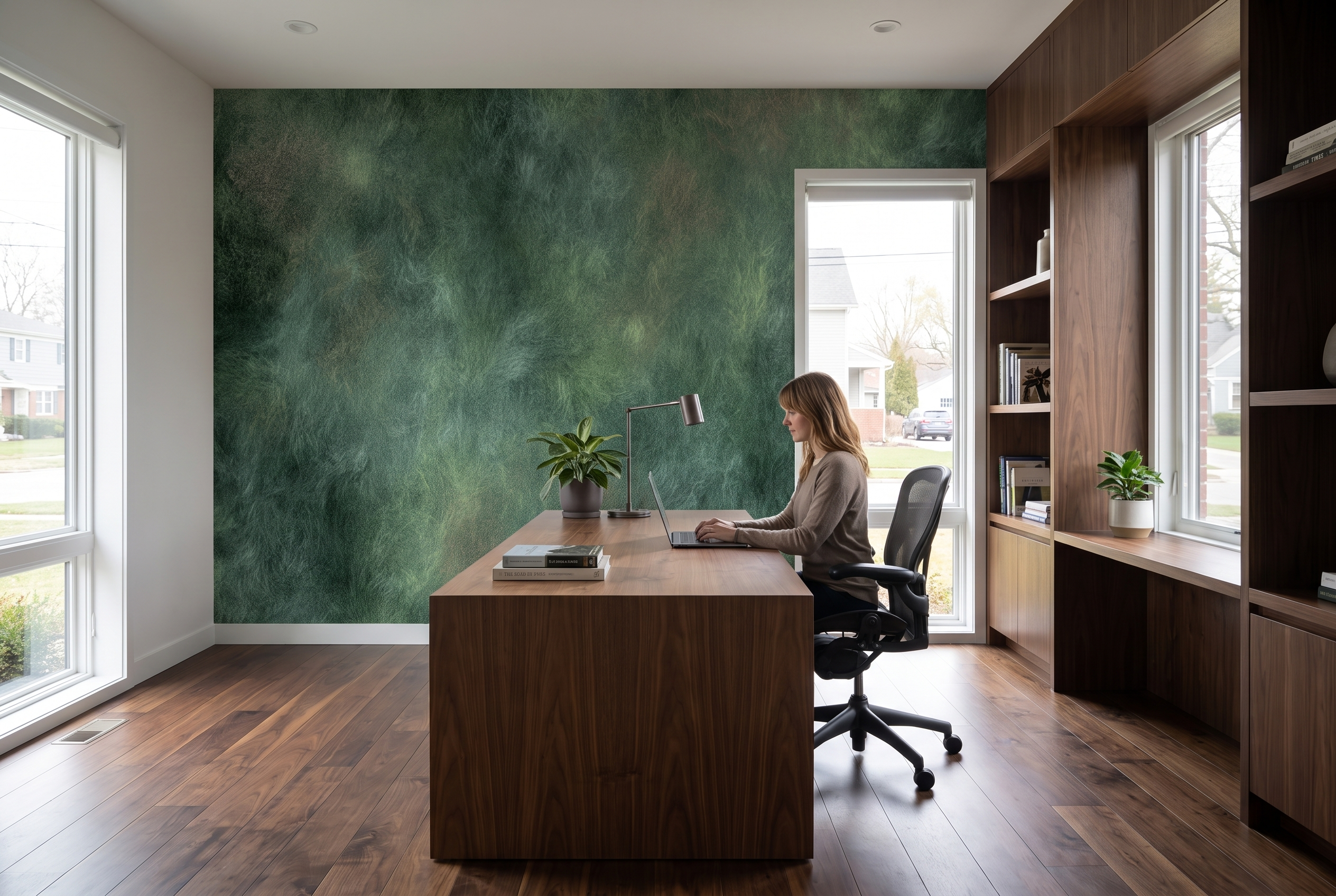 Green Grasscloth Wall Mural Textured Wallpaper Sage Green Wall Covering Organic Plaster Effect Wallpaper Painterly Wall Finish