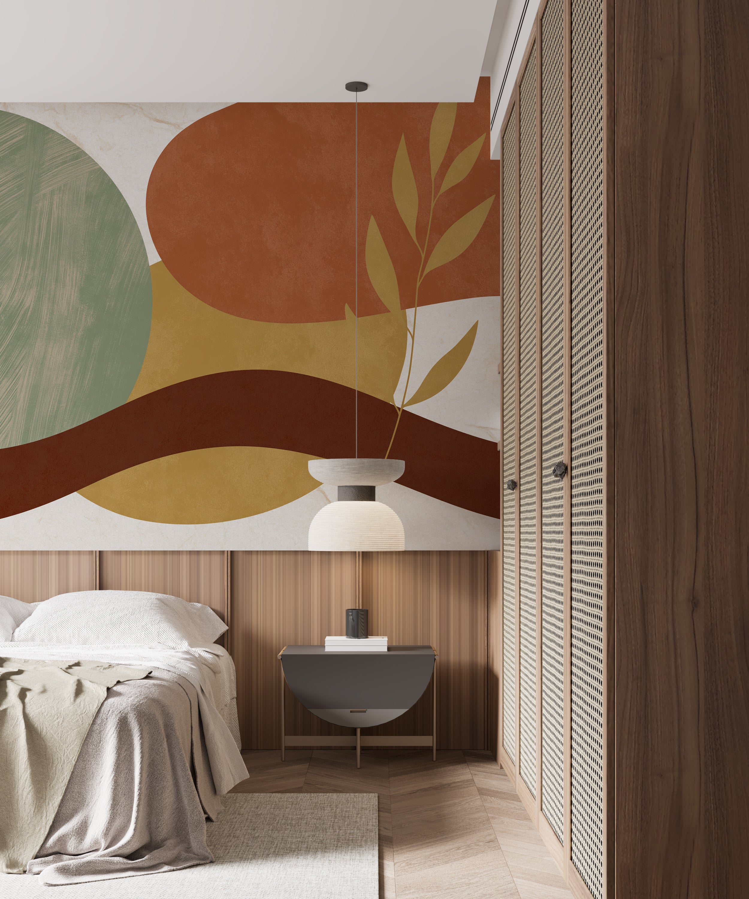earthy abstract wallpaper for living room
scandinavian japandi wallpaper modern design