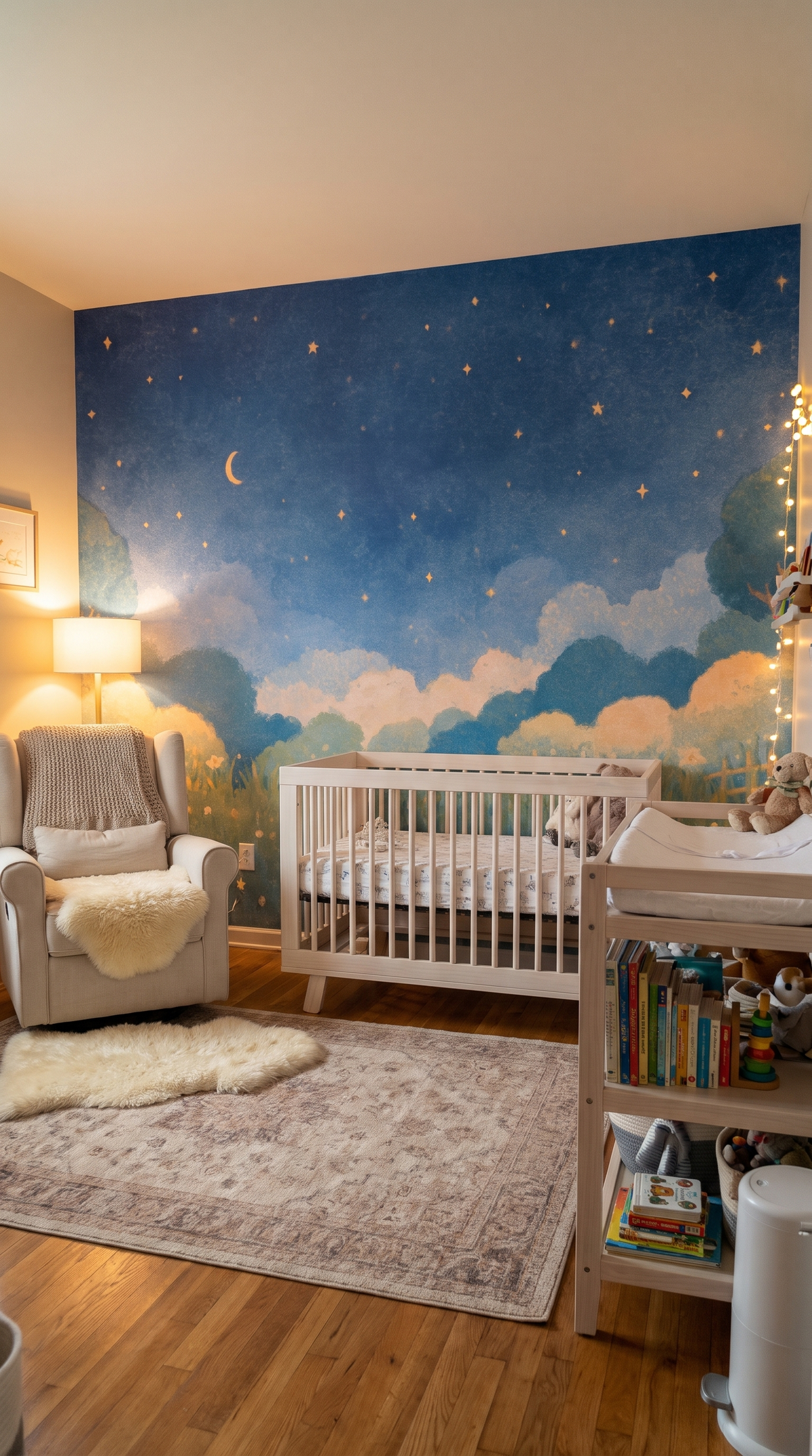 Blue Night Sky Wallpaper With Watercolor Clouds And Golden Stars
Celestial Wallpaper With Crescent Moon And Blue Watercolor Sky