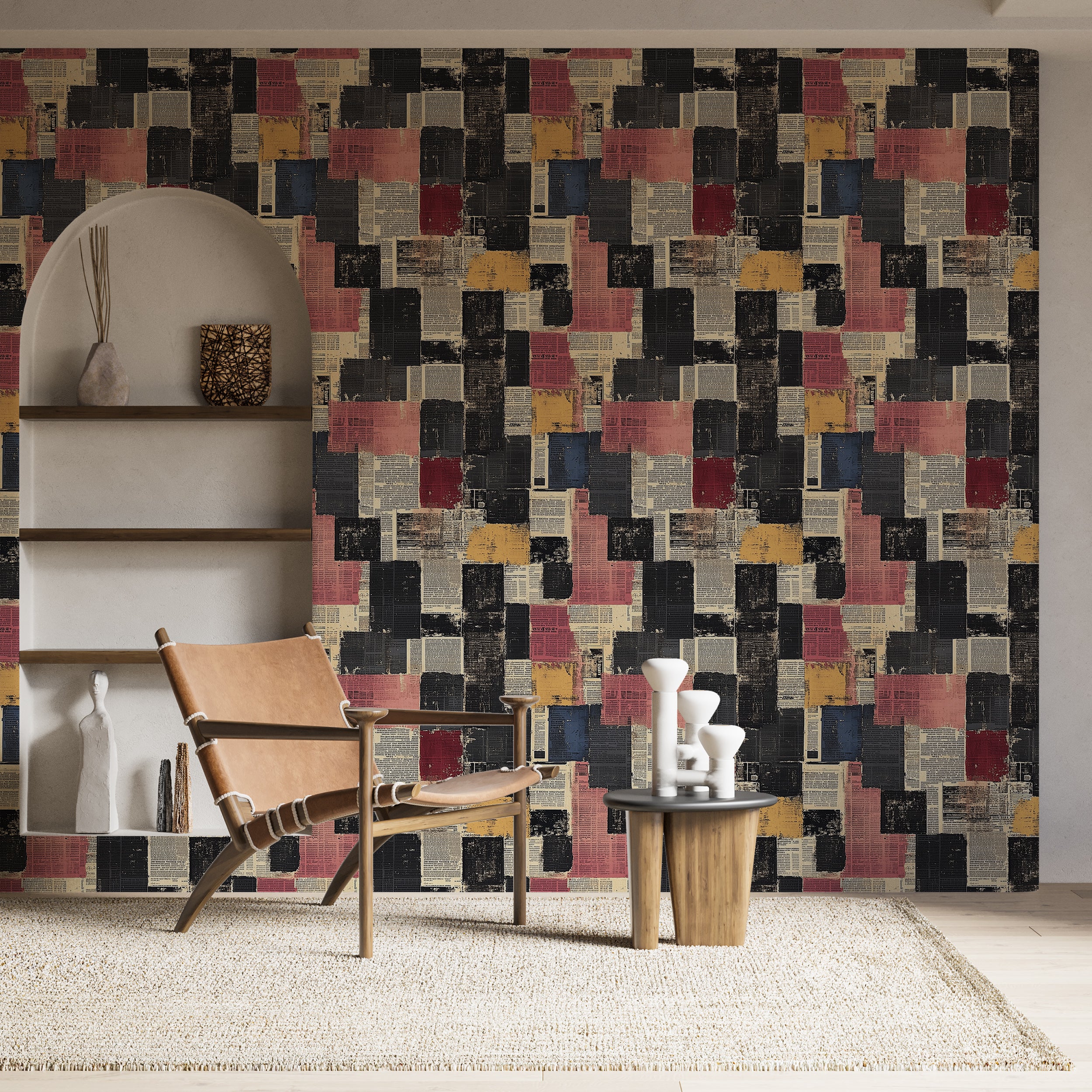 Colorful Newspaper Pattern Wallpaper, Peel and Stick Street Art Wall Decor, Removable Newspaper Sheets Wallpaper