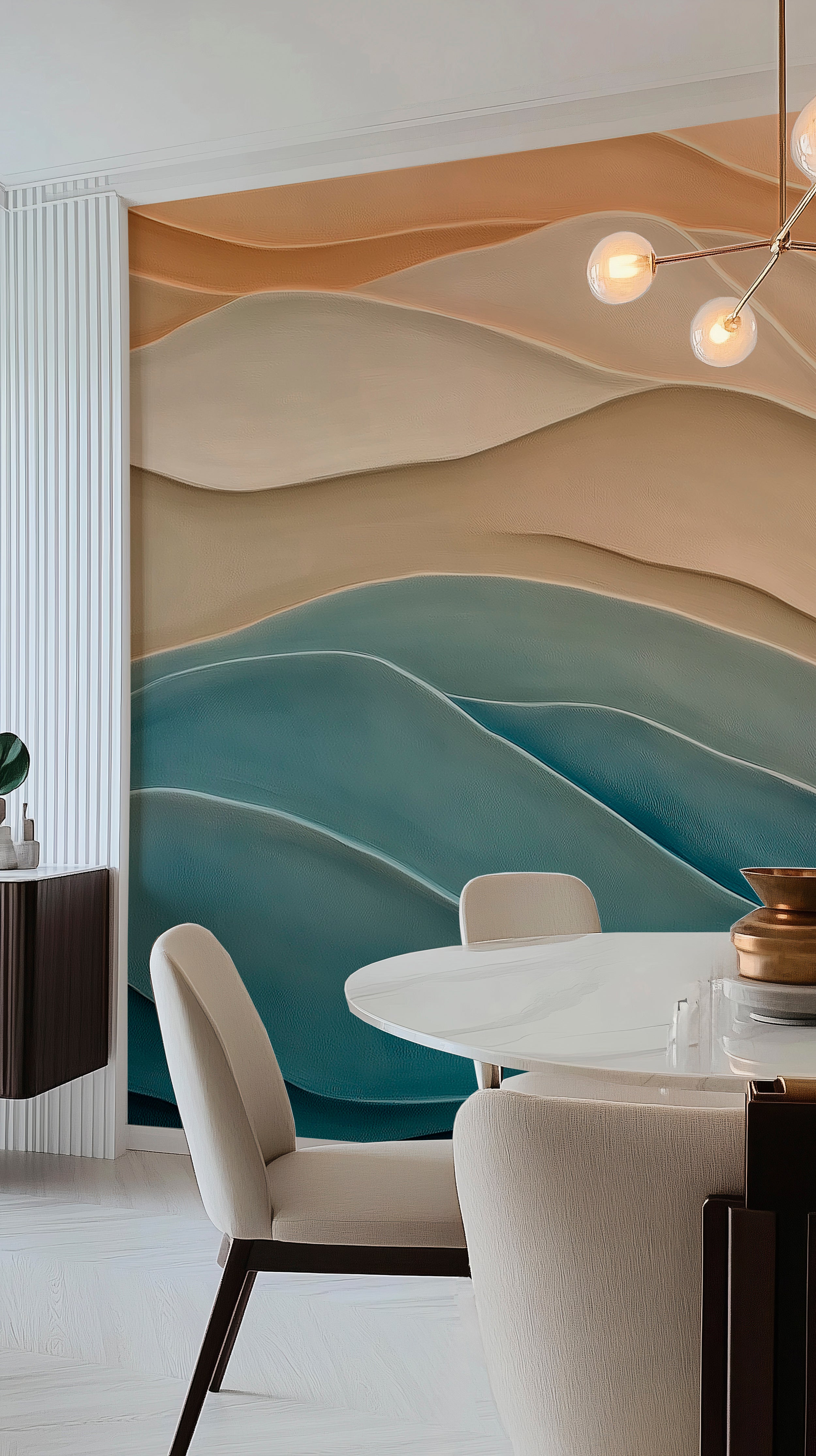 Elegant abstract flow design wall mural.
Neutral color abstract wave wallpaper.