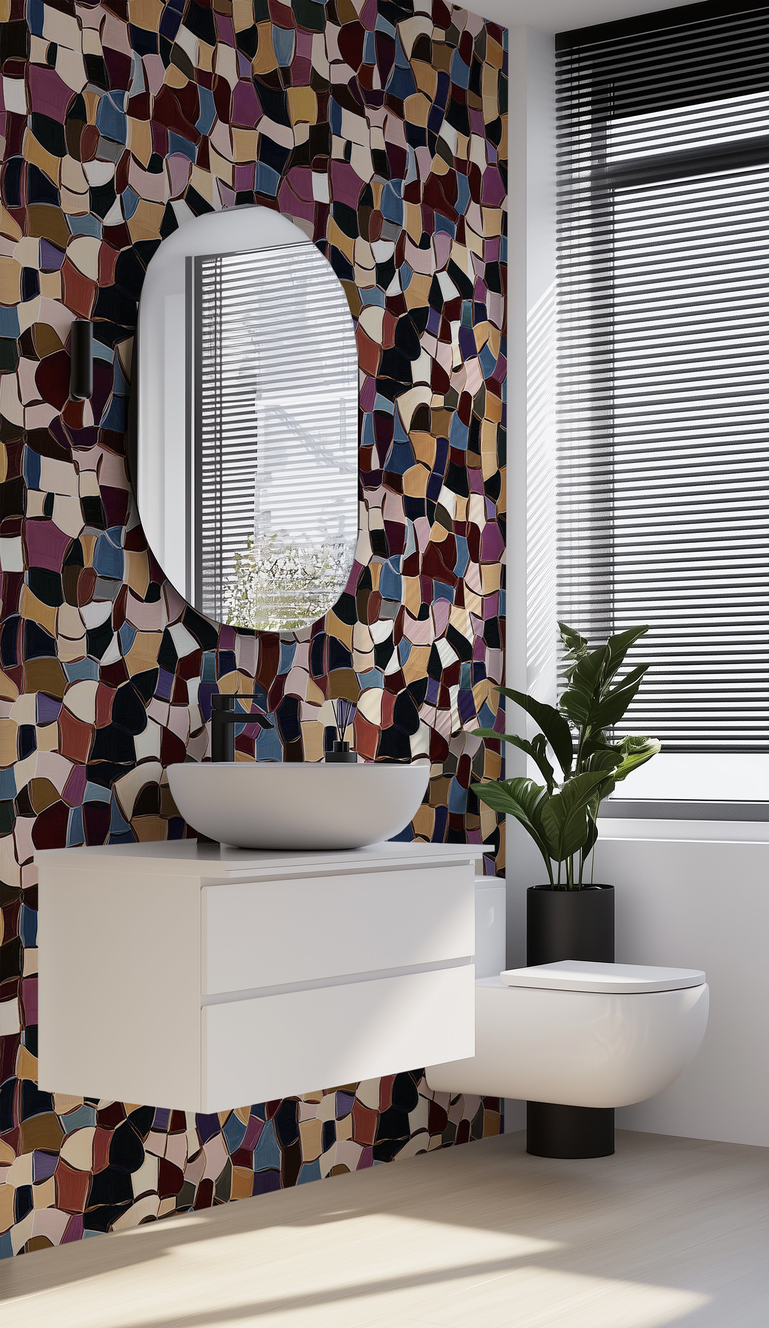 Colorful small mosaic glass tiles wallpaper.
Abstract tile design wall mural.