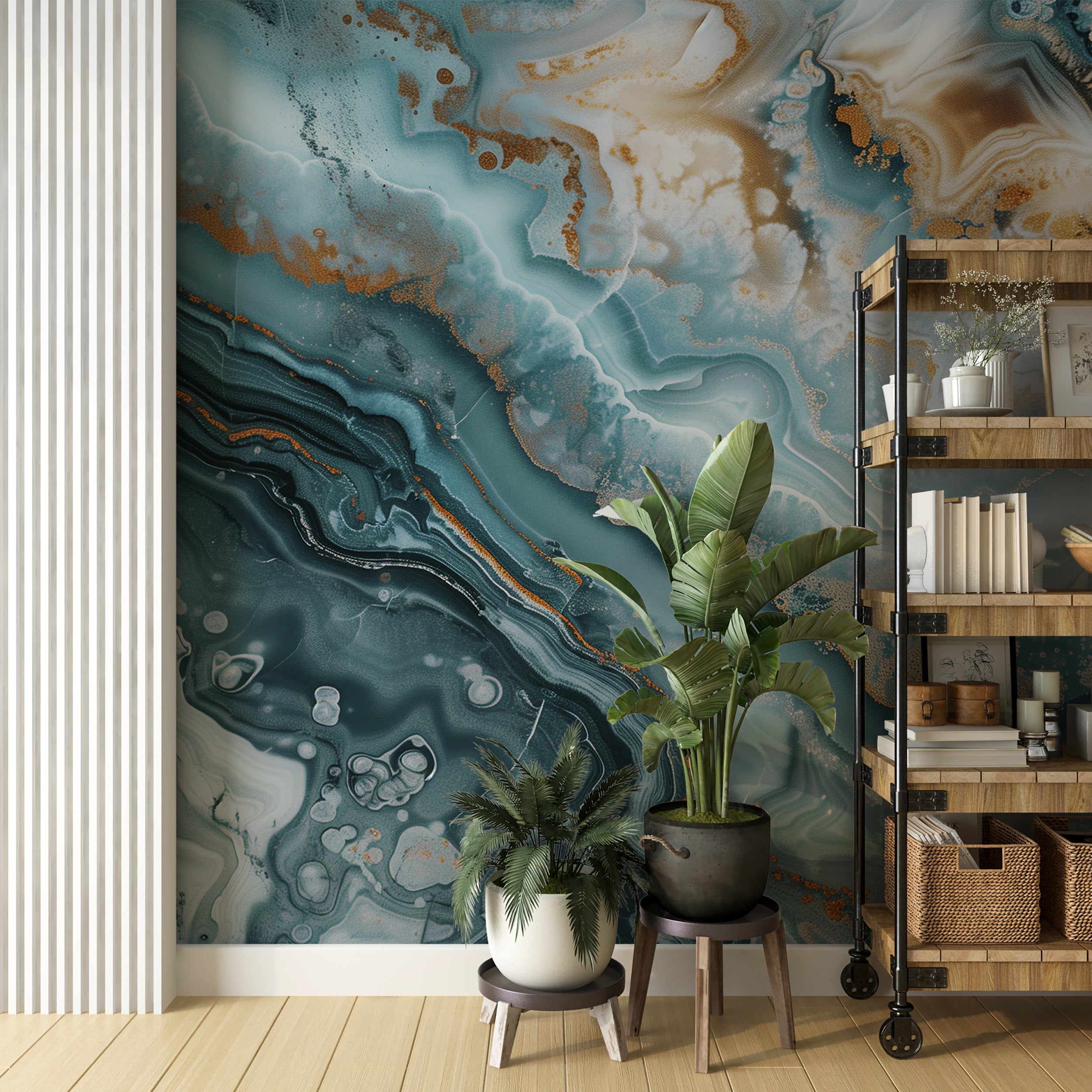 Modern mint marble wall art