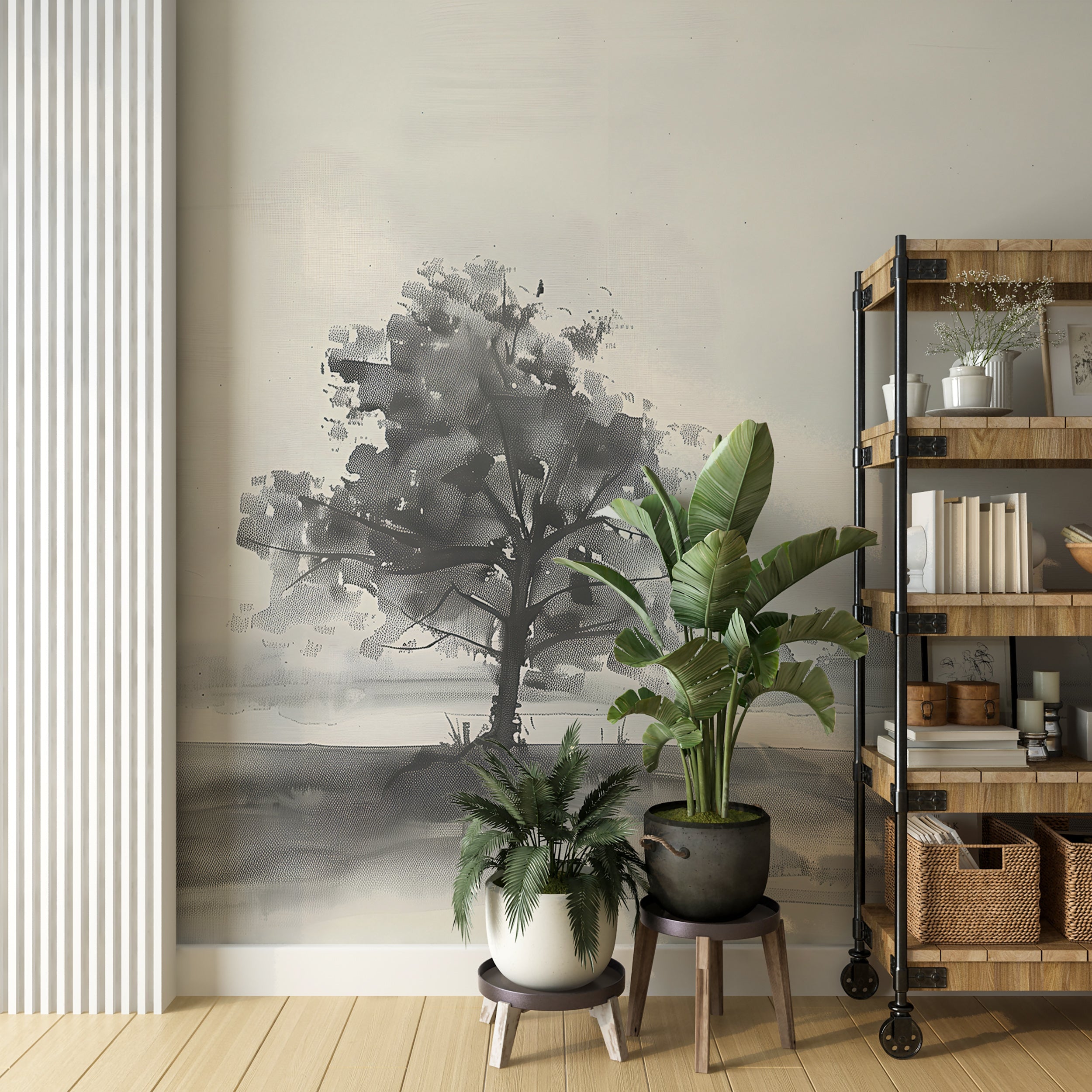 Peel and stick vintage tree mural