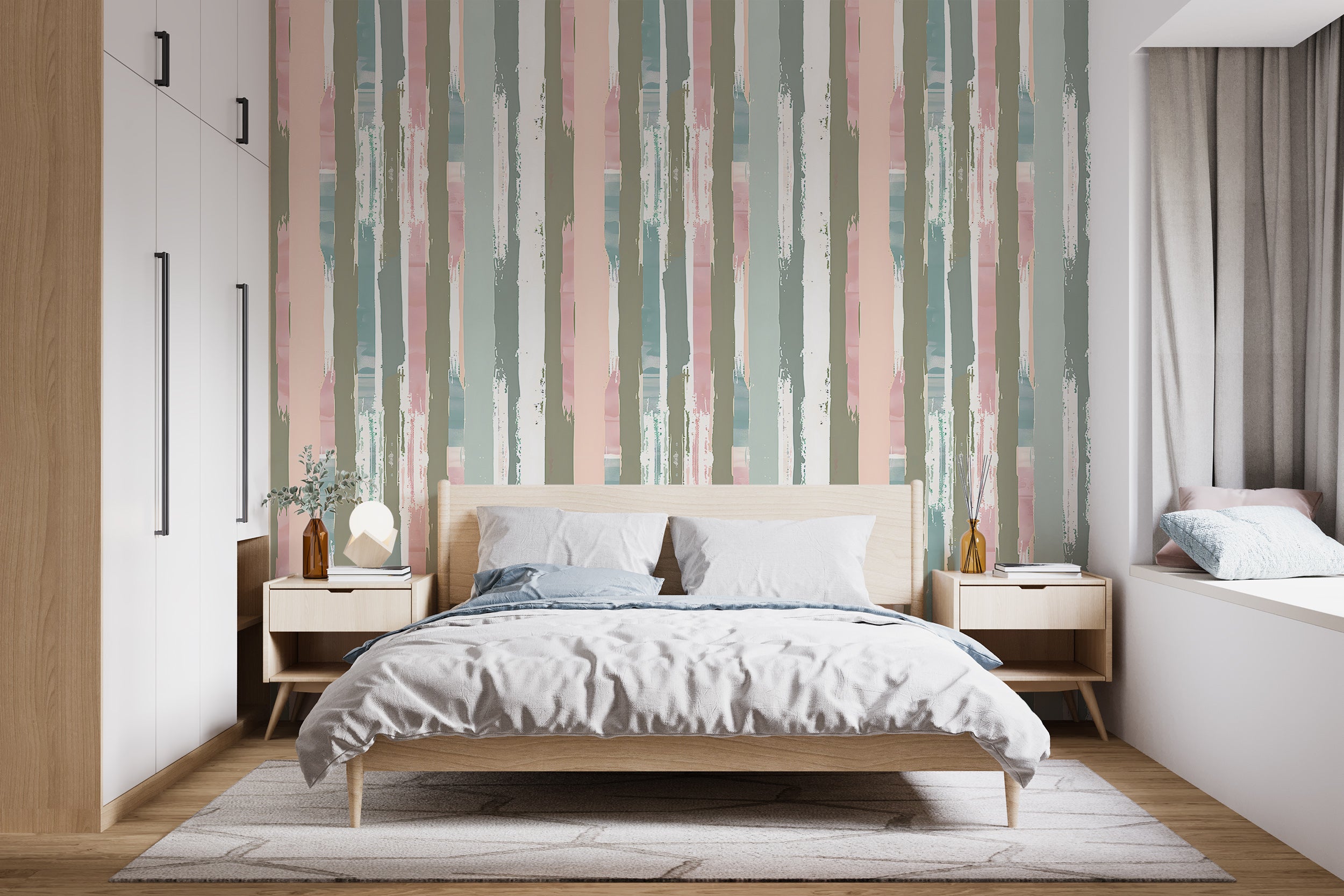 Removable soft stripes wallpaper